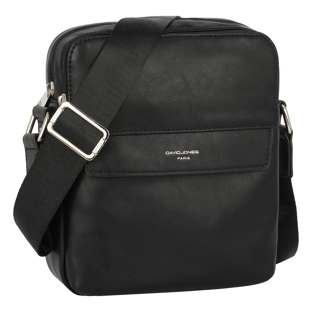 David Jones - Sacoche Homme Style Cuir Véritable - Sac Bandoulière Porté Epaule Croisé Travers - Pochette Besace Messenger Multipoche Travail Affaires Business - Bourse Rétro Classique