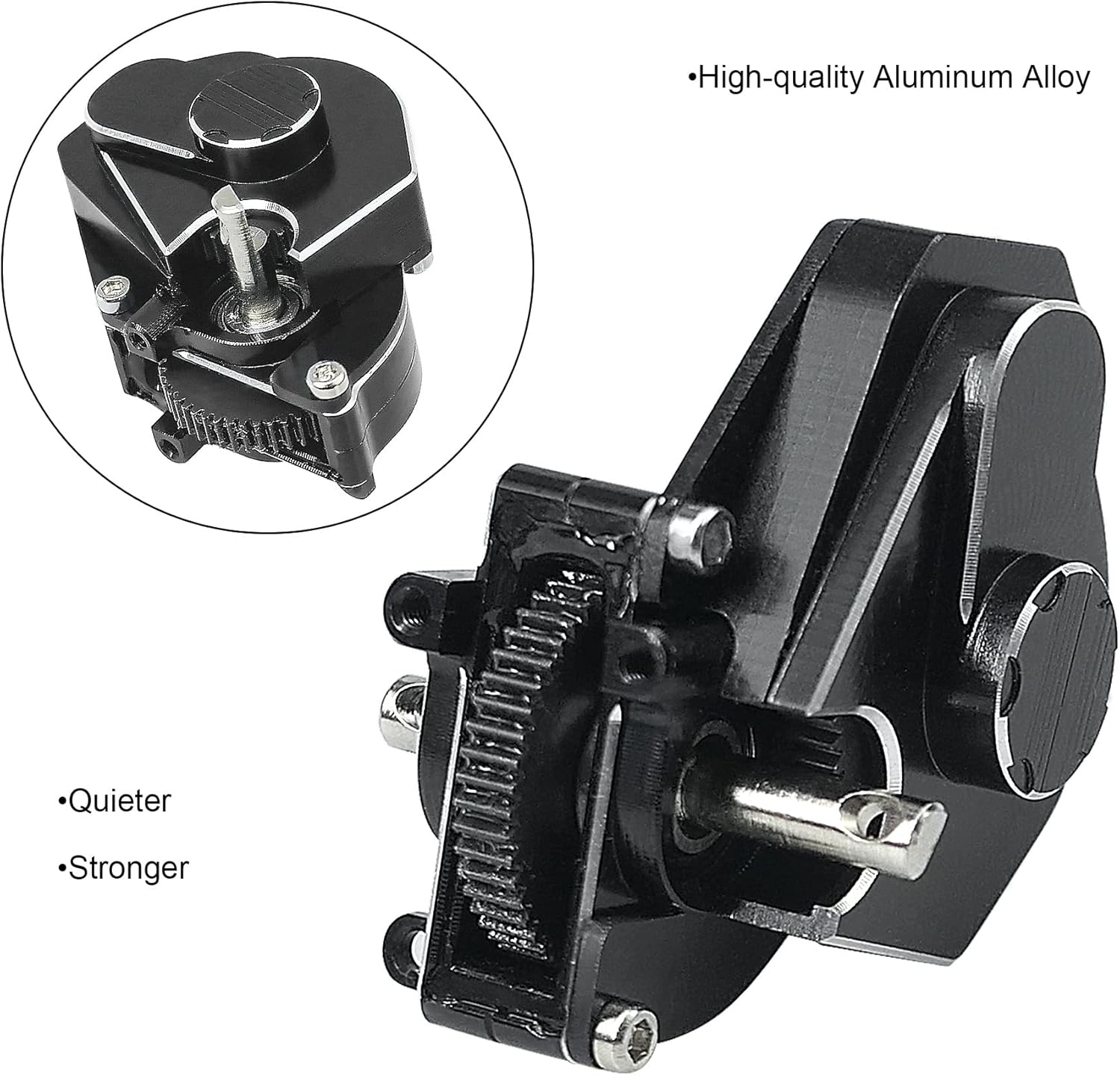 Transmission Gearbox with Gear Fit for 1/24 Axial SCX24 RC Crawler Aluminum Alloy Black