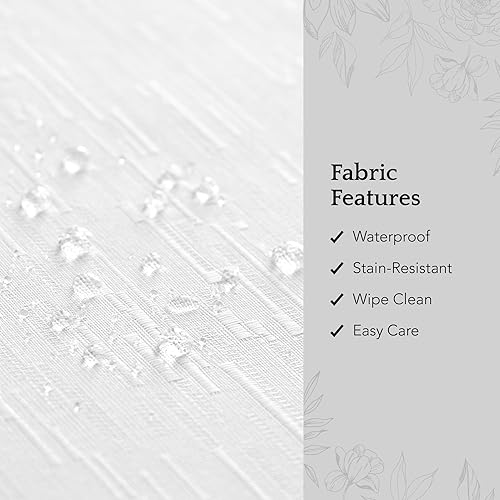 Miniatura 3 de Elrene Home Fashions Continental - Mantel de textura sólida resistente al agua y a las manchas, 90 pulgadas, redondo, color blanco