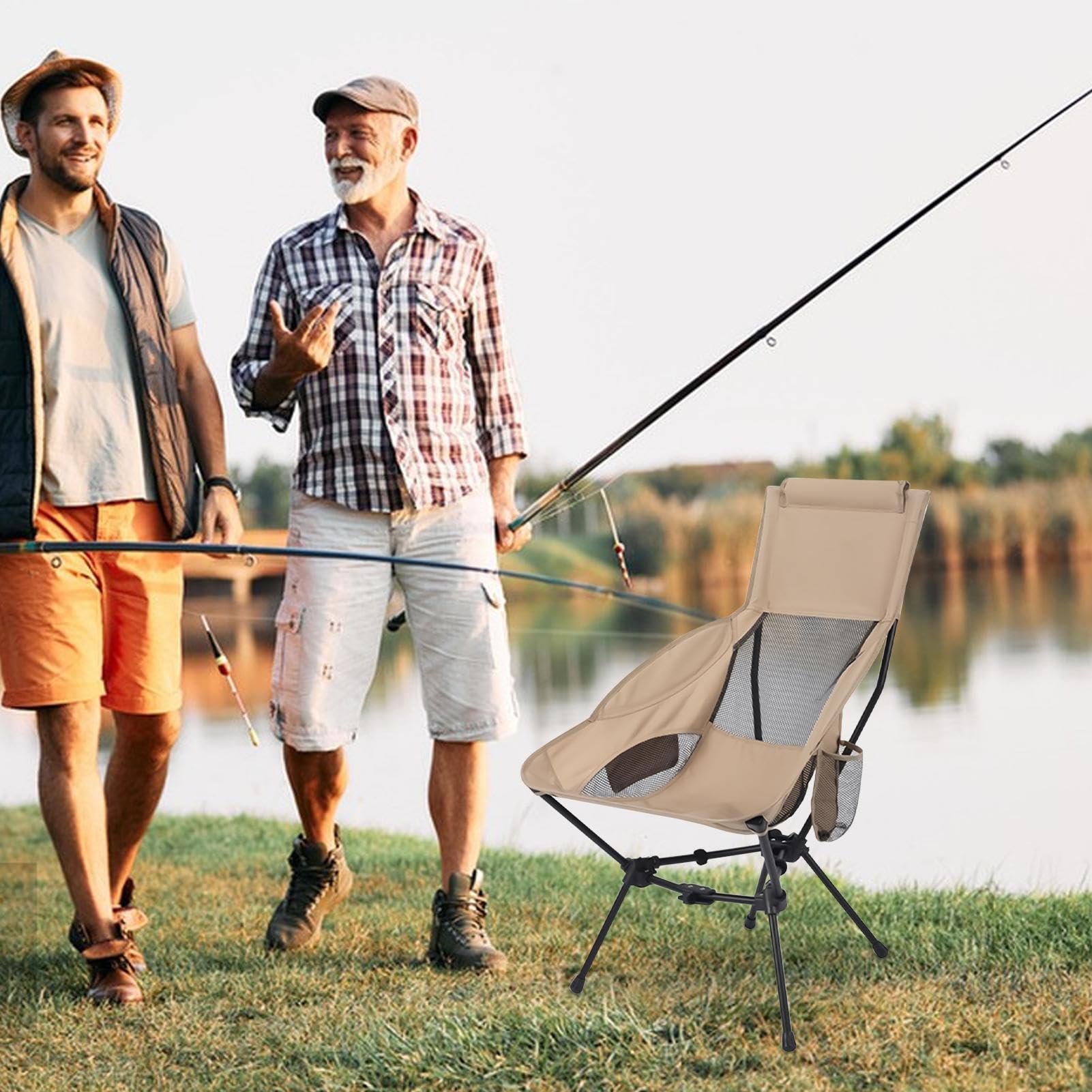 Sedia Da Campeggio Sedia Da Campeggio Ultra Leggera | Seggiolino Compatto Pieghevole Con Supporto Per La Testa Ideale Per Trekking Spiaggia Viaggi Picnic Pesca