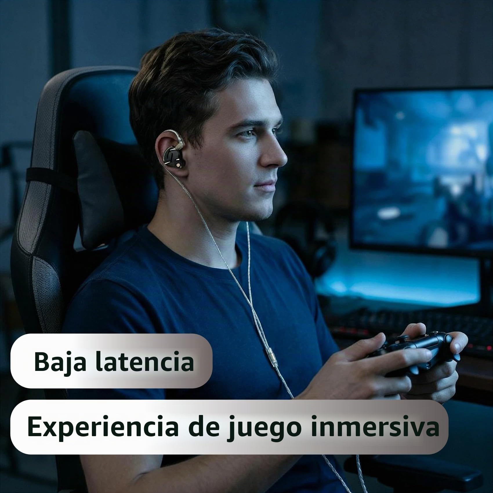 KZ ZS12 PRO - Auriculares con monitor de oído de 2 pulgadas, 5BA+1DD, 6 auriculares híbridos para juegos con cable, sonido de claridad de alta fidelidad, IEMs de graves inmersivos para juegos, músico
