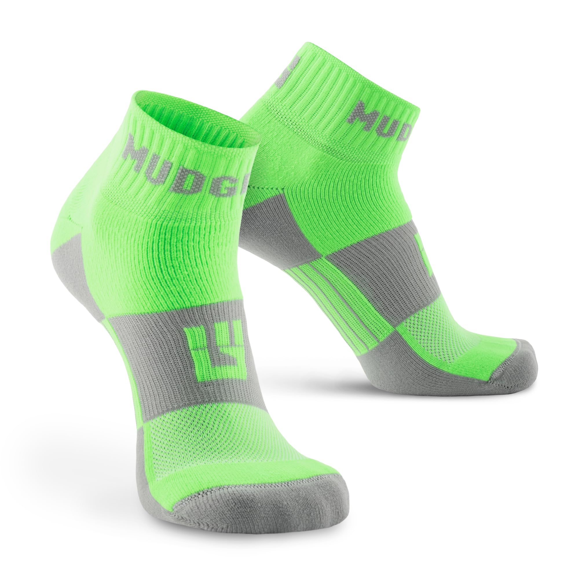 MudGear Quarter Crew Trail Socken, blasenresistent, schweißresistent & schnelltrocknend, gepolstertes Fußbett, Made in USA, 2er-Pack