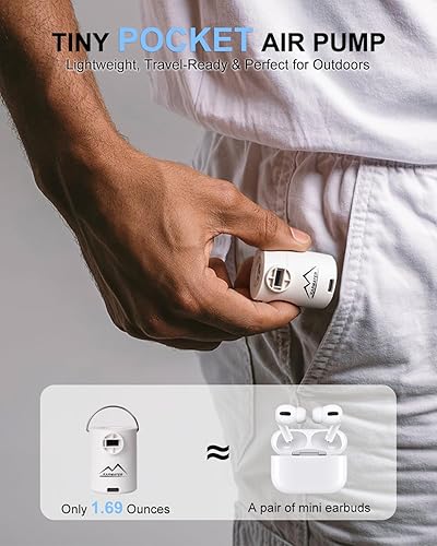 Miniatura 2 de Bomba de aire inflable portátil para piscina, 5 kPa, actualización eléctrica de campamento, viajes, mini bomba de inflado para inflables, colchón de