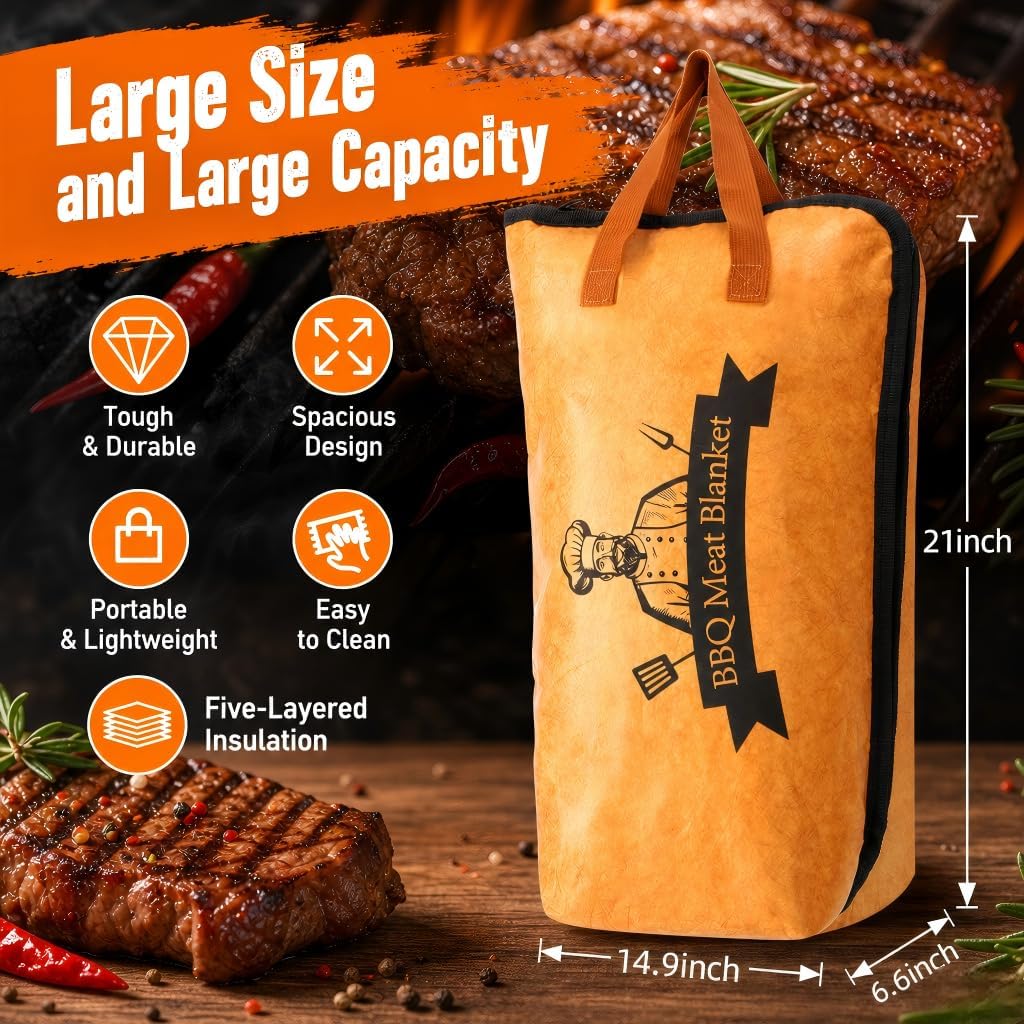 BBQ Blanket for Resting Meat, Meat Resting Blanket for Grilling Accessories, Reusable Smoker Grilling Meat Insulated Resting Bag, BBQ Accessories for Large Brisket, Gifts for Men, Dad image 2