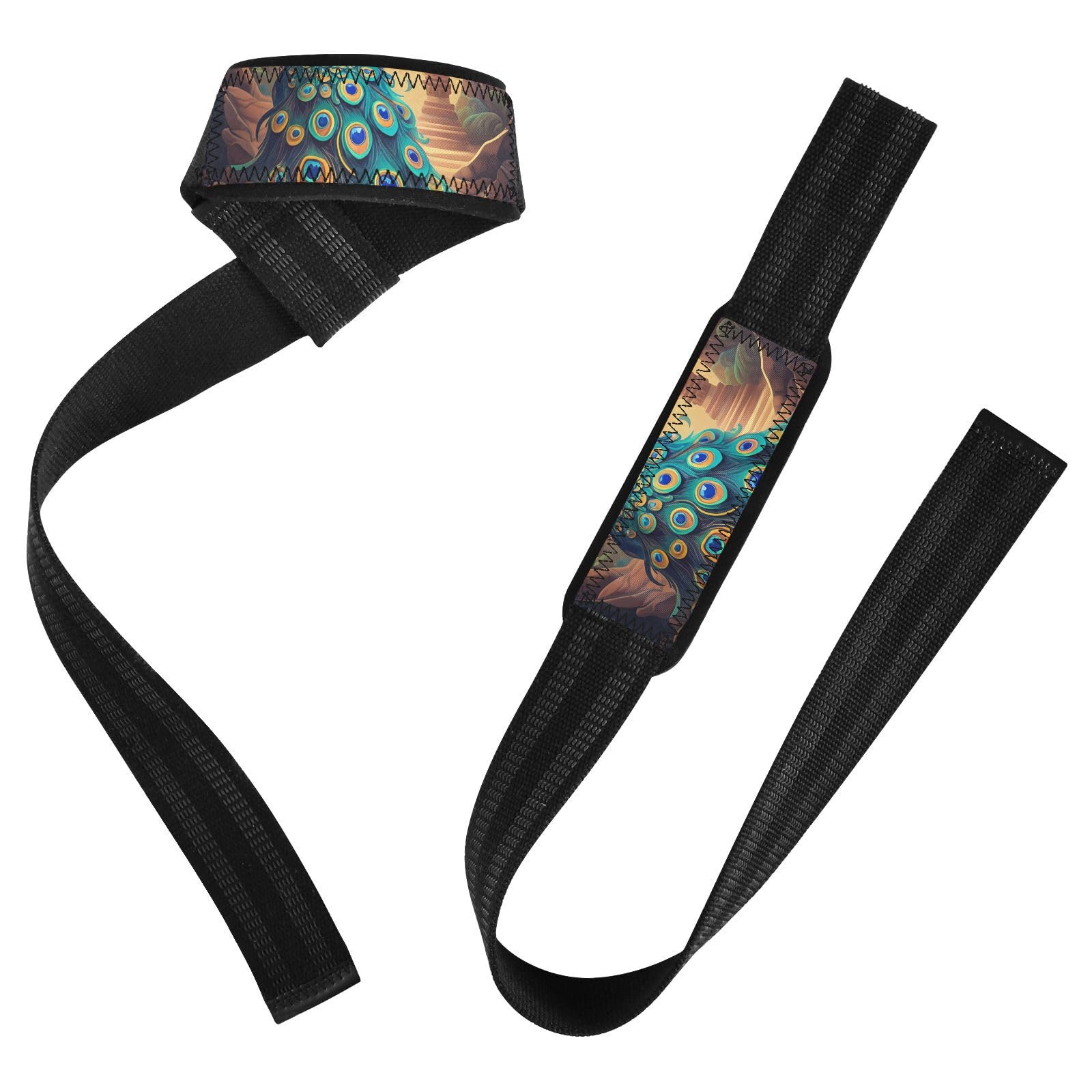 STAYTOP Beautiful Peacock Wrist Straps for Weightlifting,Lifting Straps with Neoprene Cushioned Wrist Padded and Anti-Skid Silicone for Strength Training,Bodybuilding,Deadlifting