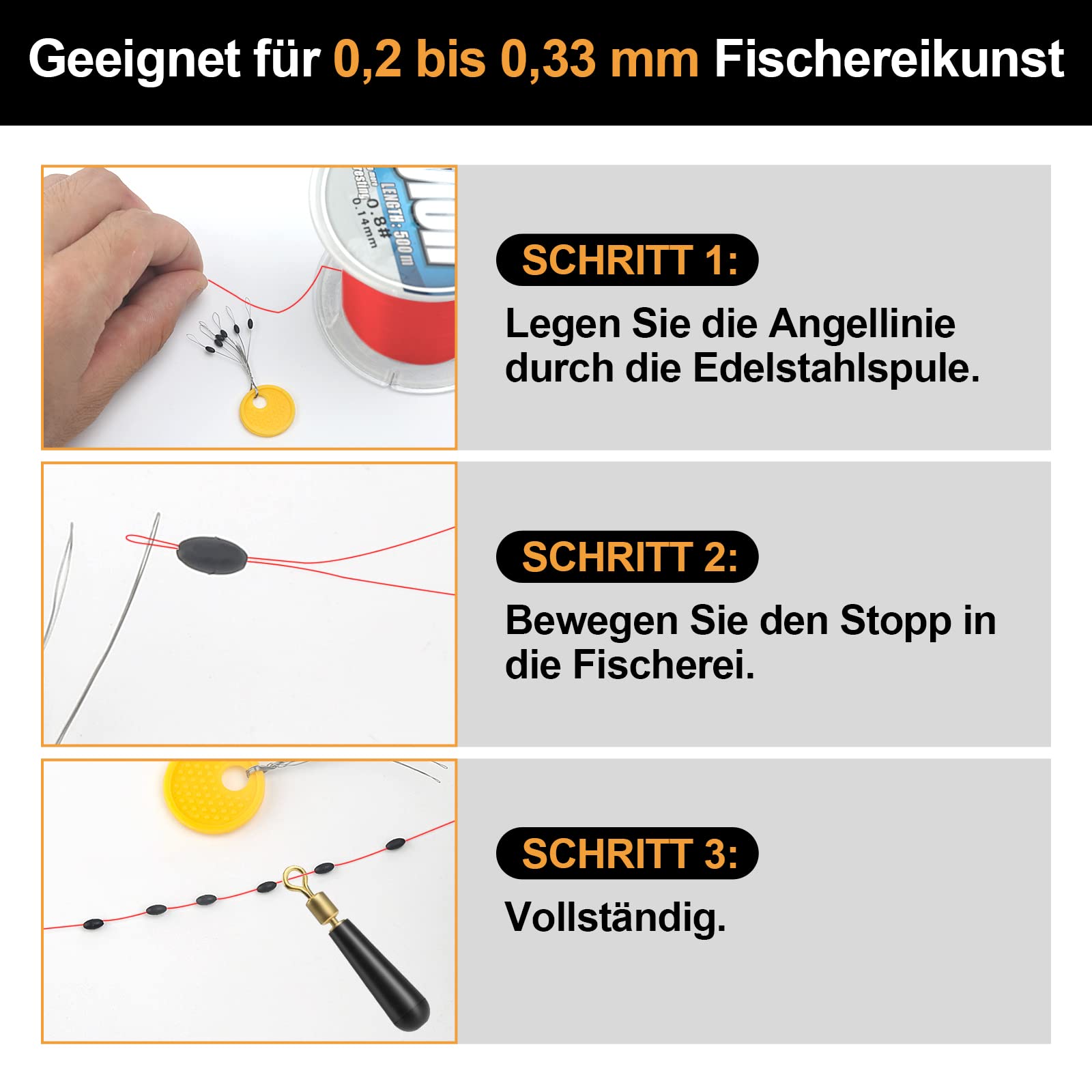 Realure 150/300 topes de Goma 6 en 1 para Pesca con Perlas de Goma pequeñas, para Pesca de Trucha, para 0,1 – 0,43 mm, Ovalado