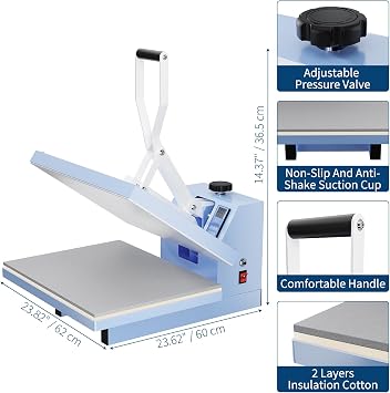 Heat Press 16x20, High Pressure Heat Press Machine for t Shirts, Digital Professional Press Machine, Slide Out Professional Heat Press for Sublimation, Heat Transfer Projects, Heats Up Fast & Evenly