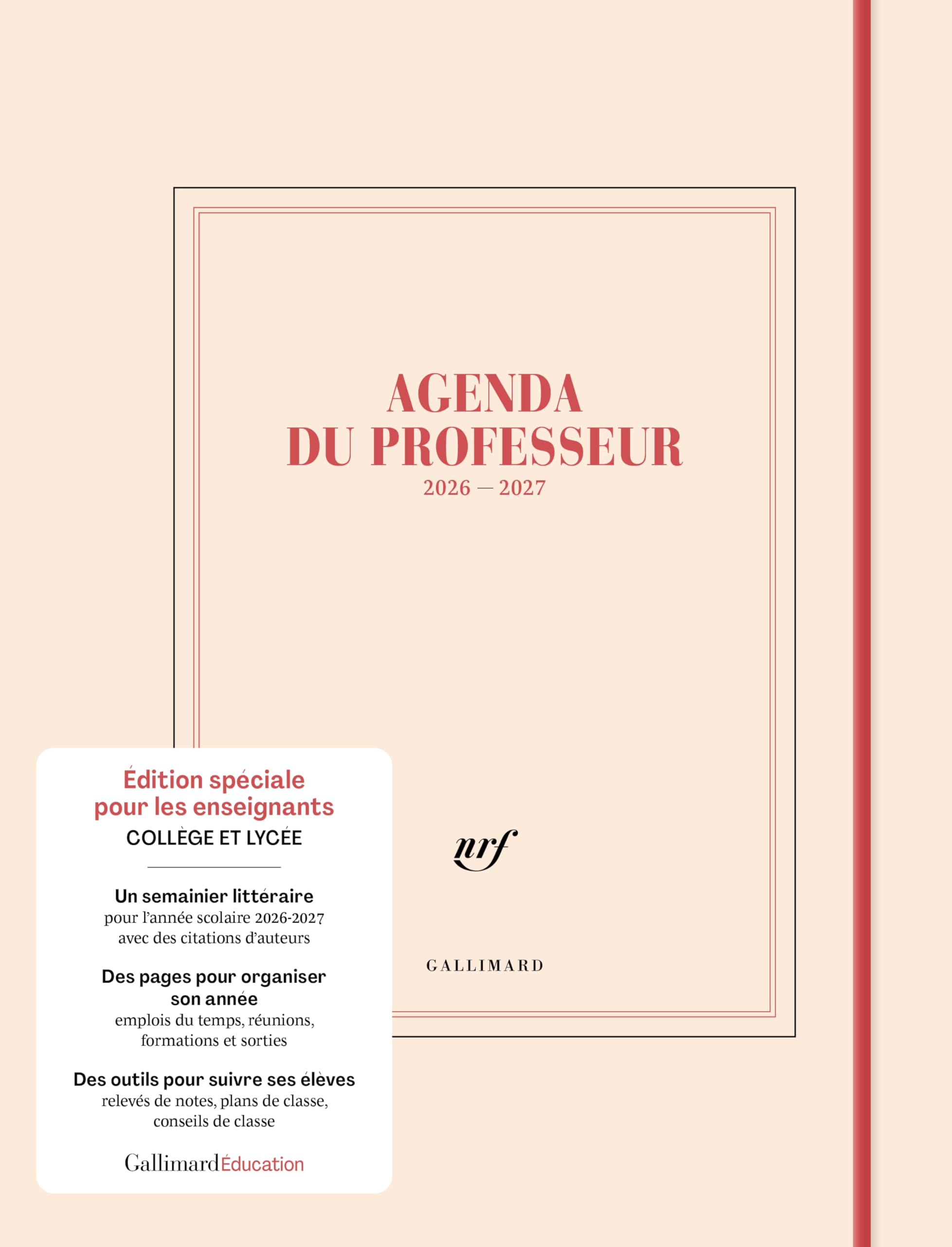 Agenda du professeur 2026 - 2027: Édition spéciale enseignants Collège et Lycée