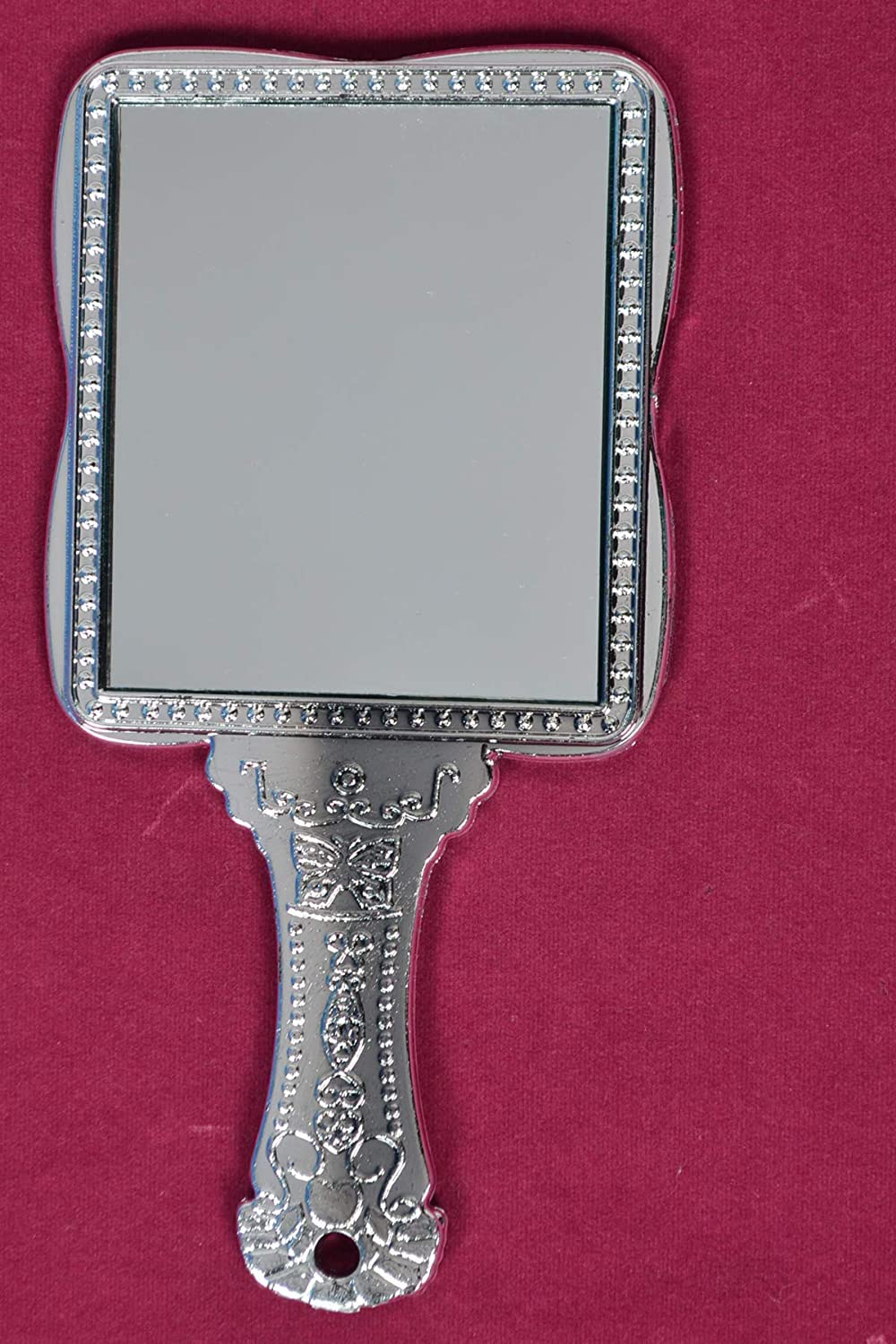 Garden Of Arts Silver Handheld Square Shape Makeup And Purse Mirror with Grip Handle-image-48