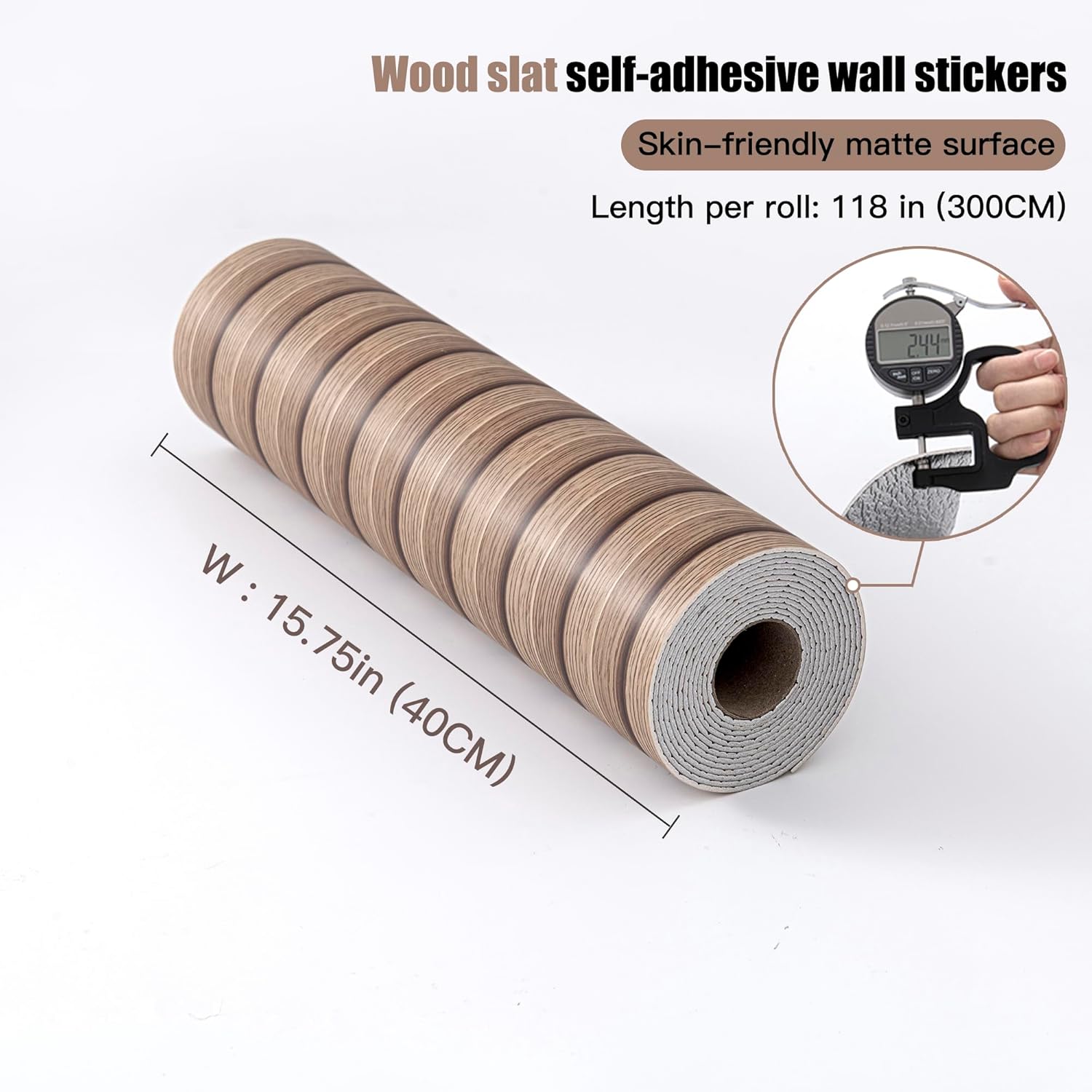 Peel and Stick PVC Slat Wall Panels, Wood Grain Self-Adhesive Soundproof Paneling, 3D Faux Wood Panels for Bedroom Bathroom Walls & Ceilings 118"x15.75"(Light Walnut,13Sq.ft)