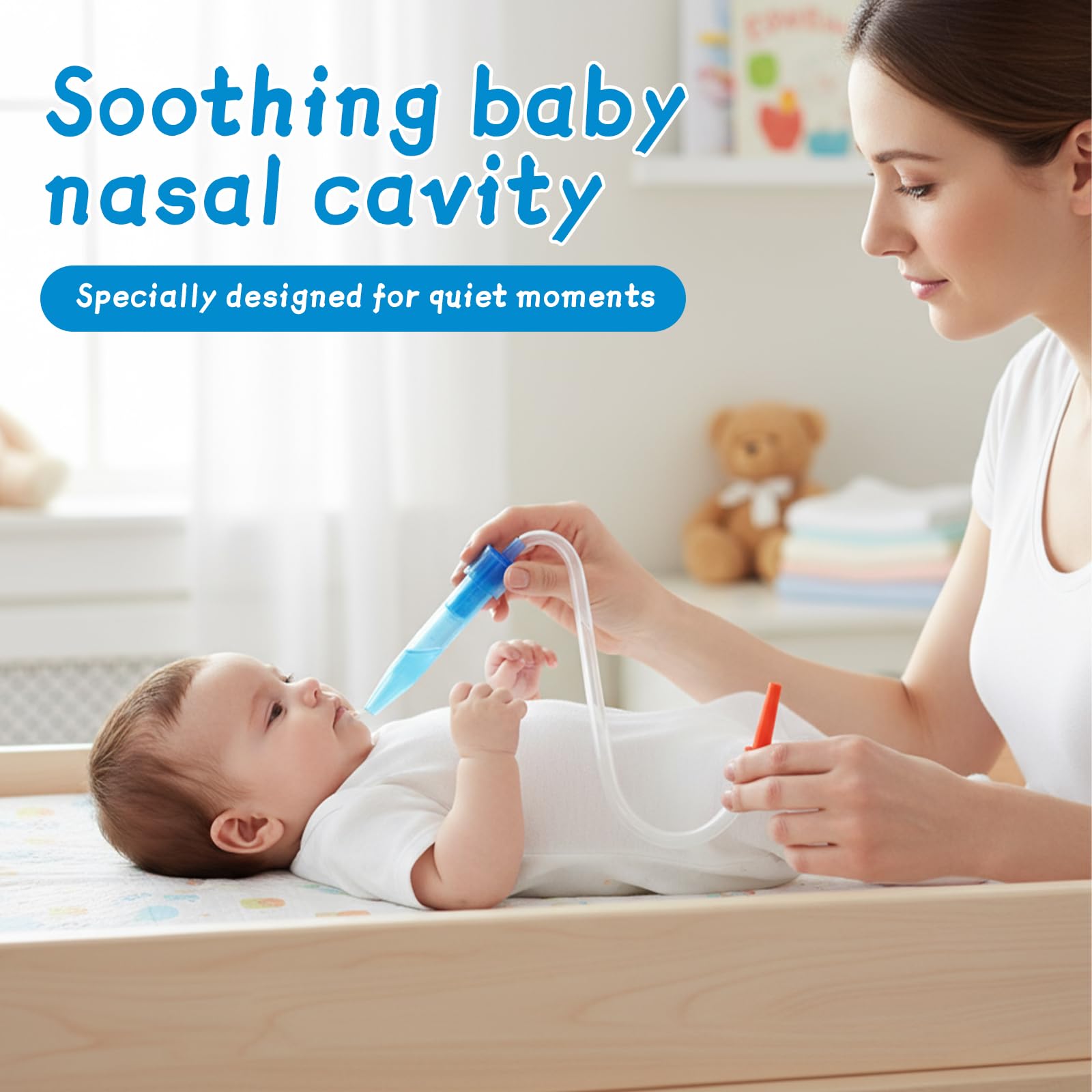 Nasensauger für Baby, Baby Nasensauger Sanftes Absaugen bei Schnupfen, mit 40 Hygienefilter, Spülmaschinenfest, BPA-frei
