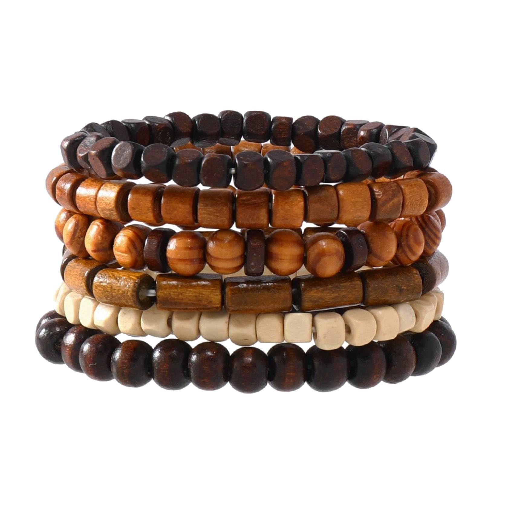 MILAKOO Herren Perlen Armbänder Set Tribal hölzerne elastische einstellbare Gebet Perlen Wrap Manschette für Frauen