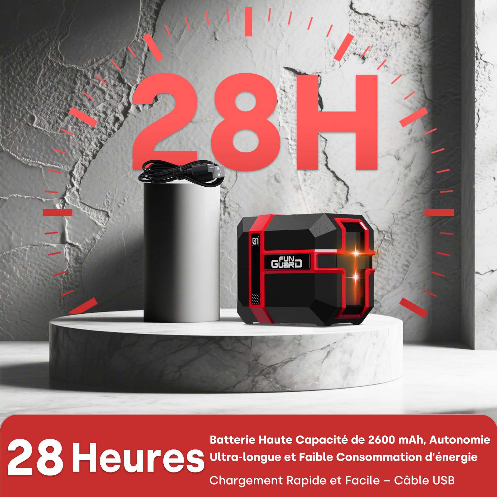 Livella Laser Autolivellante 360, Livello Laser Rosso Modulo Laser Doppio 35M, 3 Modalità per Passare Orizzontale/Verticale, Modalità a impulsi, USB Ricarica, IP54 per Cantieri,DIY