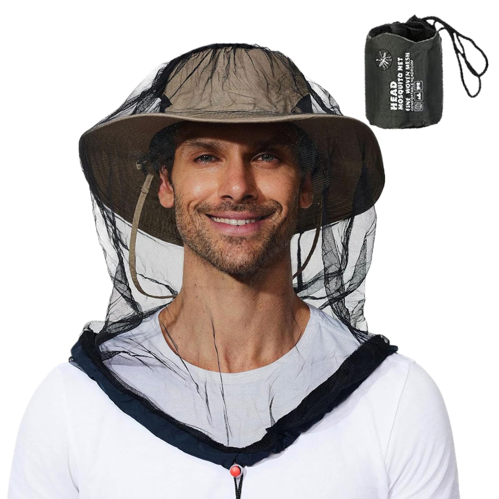 Fly Face Net – Coulisse traspirante fori sottili sopra il cappello – protezione per pesca, campeggio, escursionismo, giardinaggio, attività all'aperto protezione