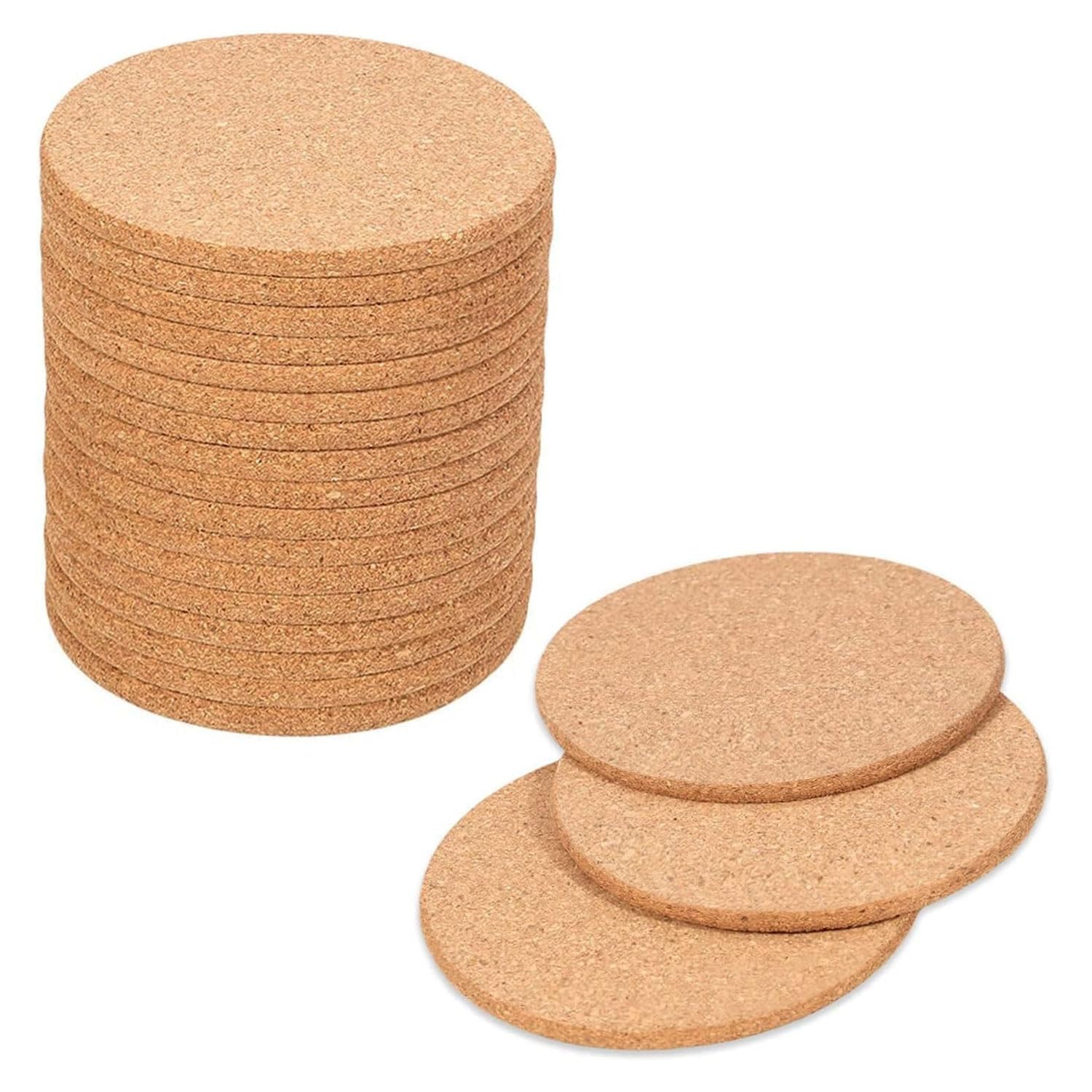 LATRAT Zestaw 20 podstawek z korka, okrągłe, retro, Ø 10 cm, podkładki pod doniczki