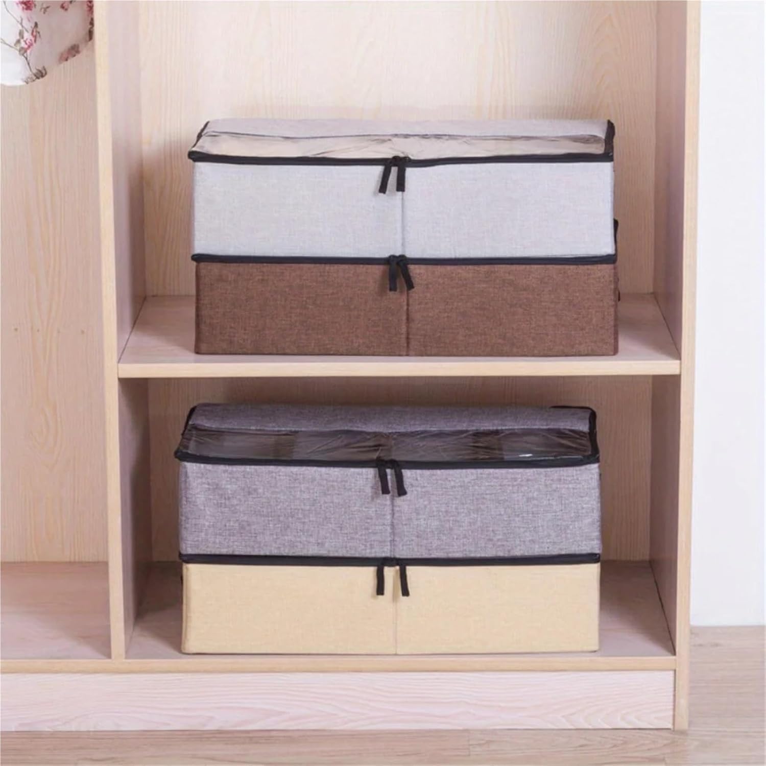 Underbed Storage Bins Underbed Storage Bins Visual Bag, Two-way Zipper(Beige)