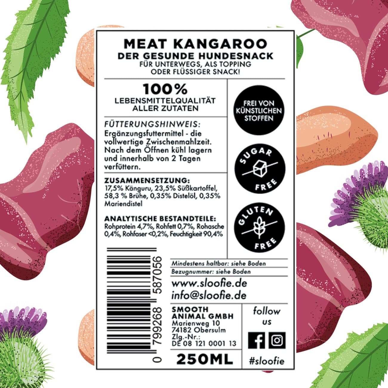 der Hundesmoothie, 12er SENSITIV Mix Plus (je 250ml),Enthalten sind Hier 3X MOROSUPPE, 3X SENSITIV (Pferd),2X Meat Fish (Lachs), 2X Meat Kangaroo und 2X Meat Rabbit (Kaninchen).