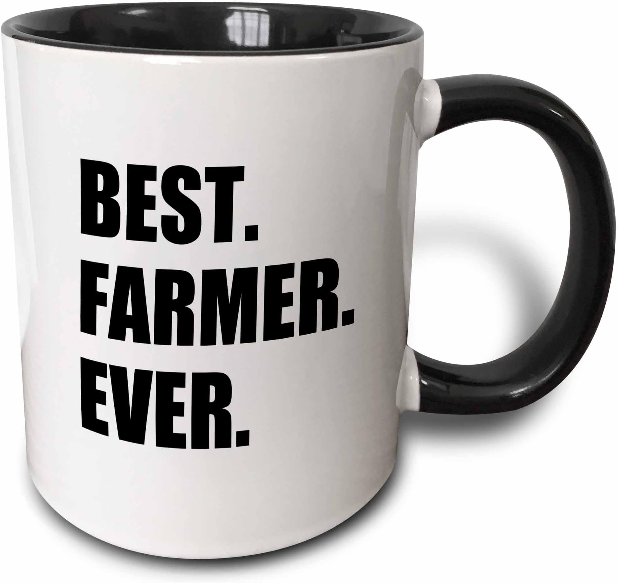 3dRoseBest Farmer Ever-Fun Gift Job-Farm-Black Text Two Tone Mug, 11 oz