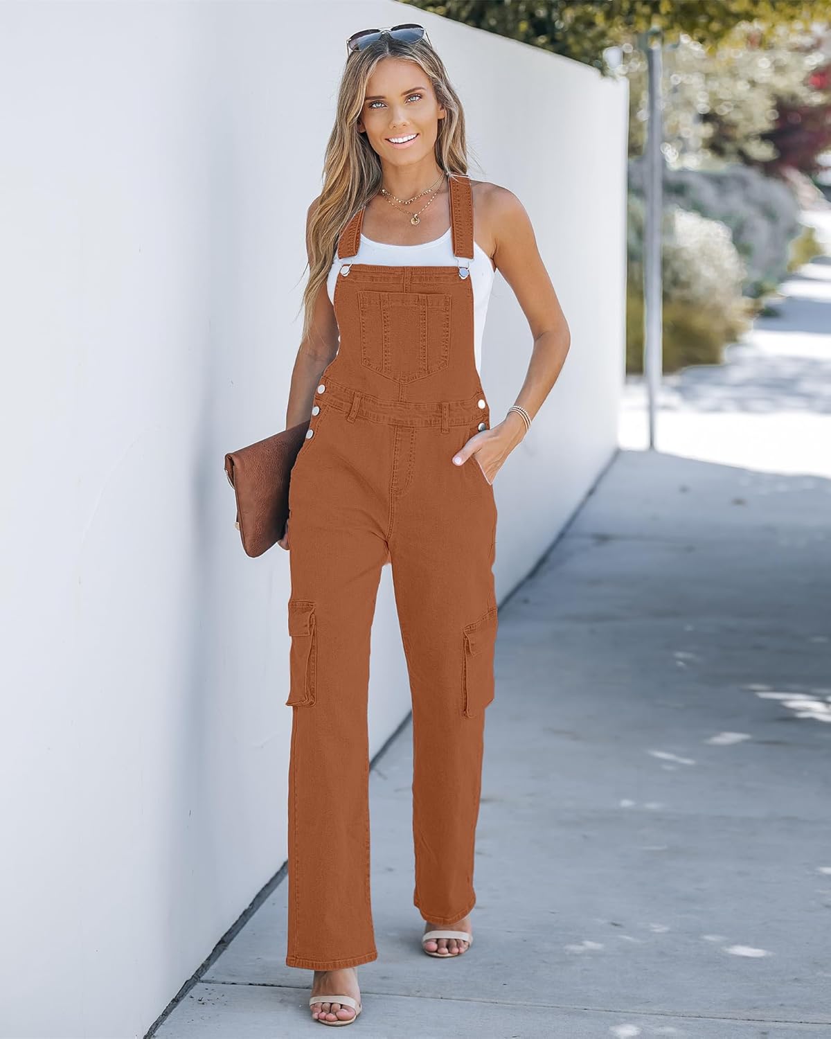 luvamia Cargo Jean Overalls for Women Wide Leg Bib Utility Stretchy Denim Jumpsuit Overall Loose 90s Trendy - Image 7