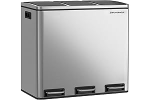 SONGMICS 3 in 1 Trash Can, Recycle Bin, and Kitchen Compost Bin