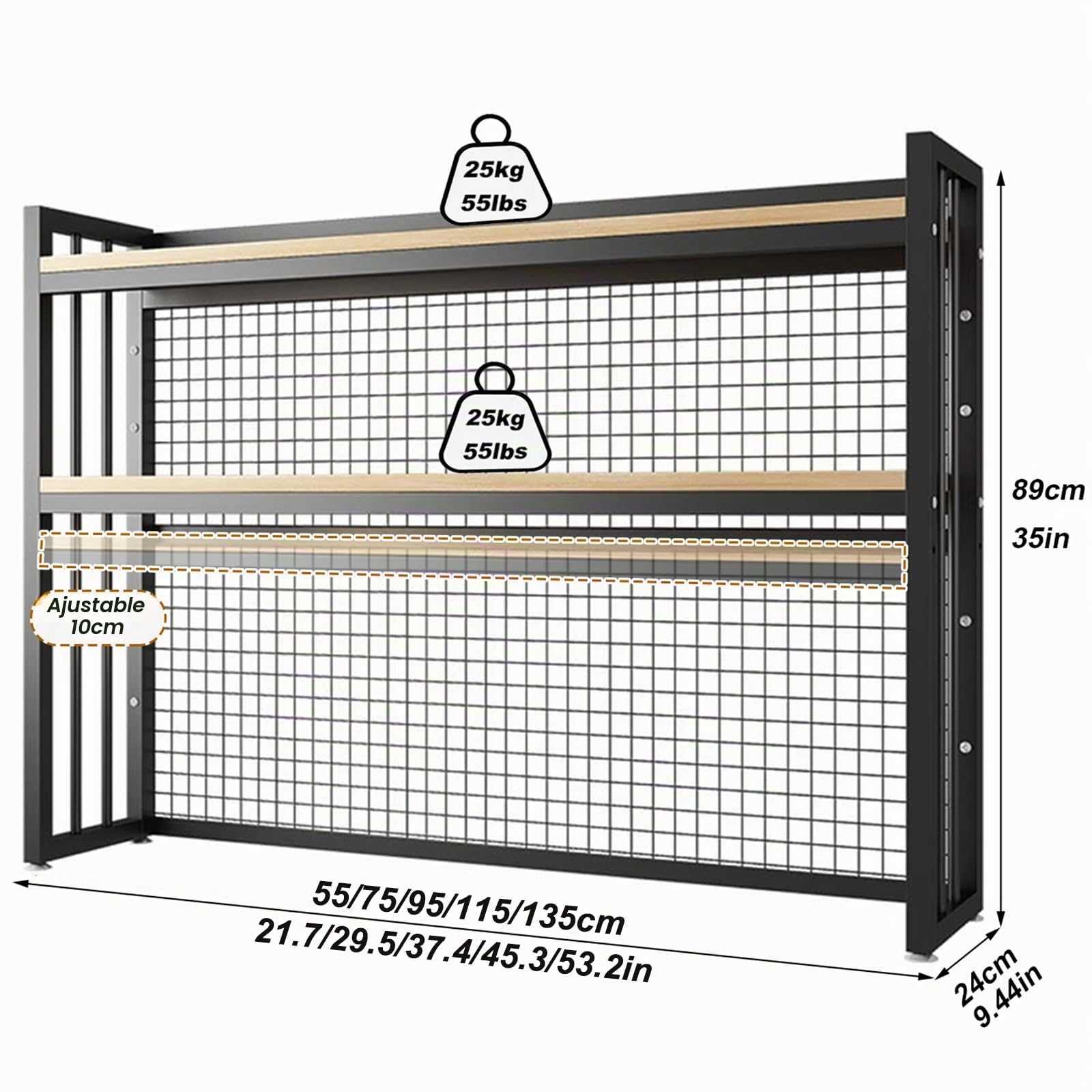 Estante de Escritorio 3 estantes, Estante Ajustable Organizador, estantería de Escritorio para Escritorio de la computadora, Madera y Metal para la Oficina casa Estudio Dormitorio (B, 75cm)