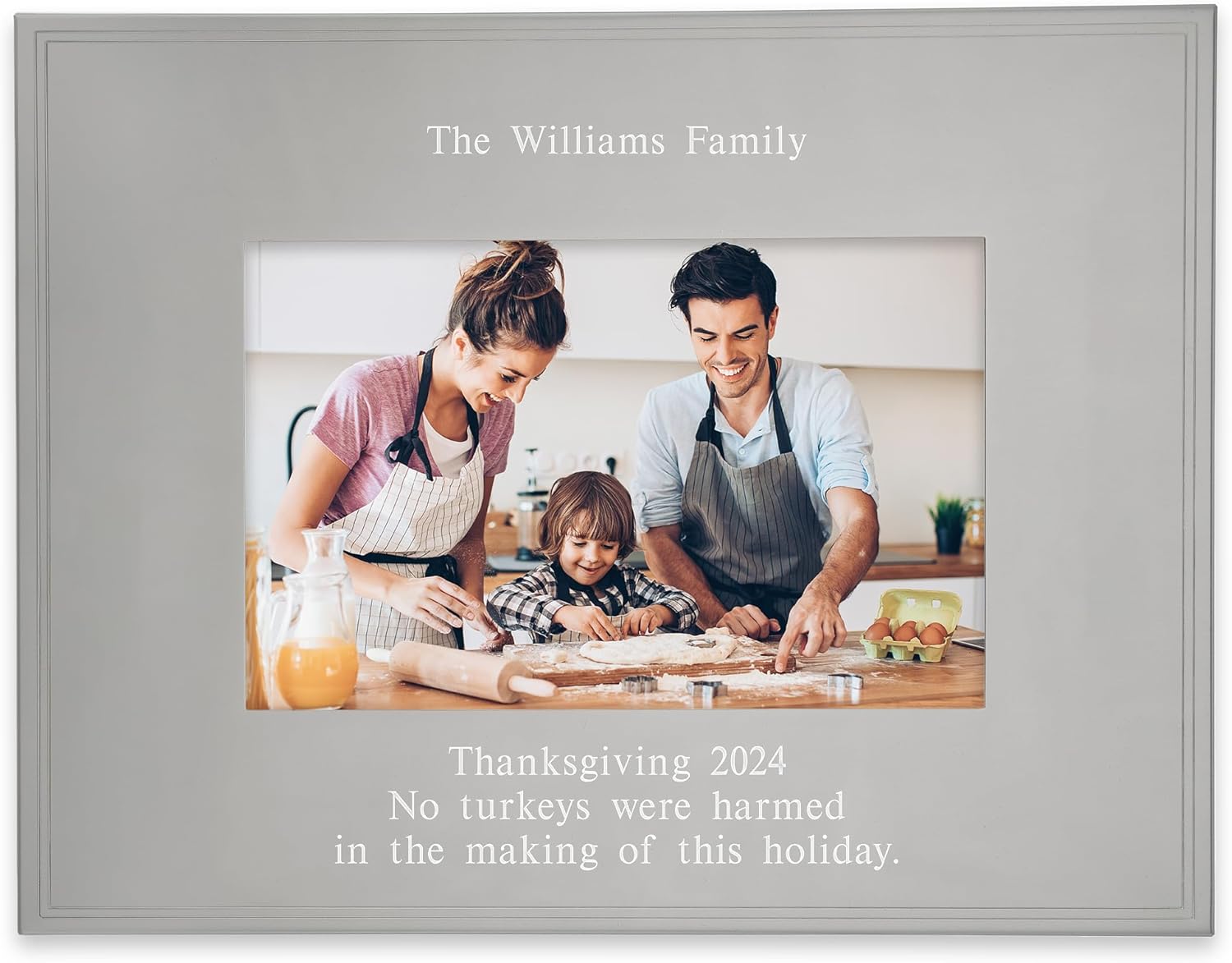 THINGS REMEMBERED Personalized Engraved Family Tremont Gunmetal 4x6 Horizontal Landscape Picture Frame (Free Customization)