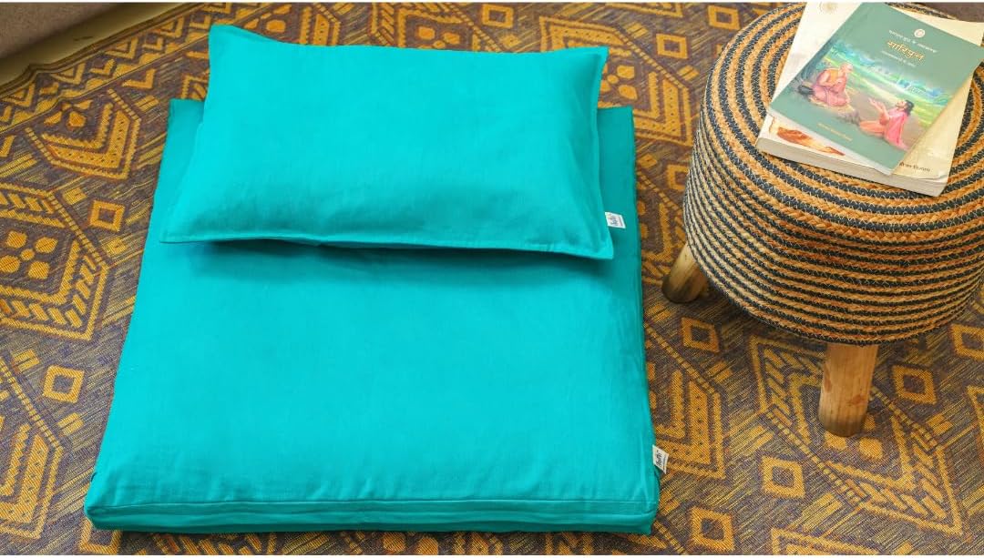 Meditation Cushion Set for Vipassana by DhyaanAasan™ - Wisdom Premium Series, 100% Pure Cotton Removable Cover, Experience Tranquil Comfort for Your Practice