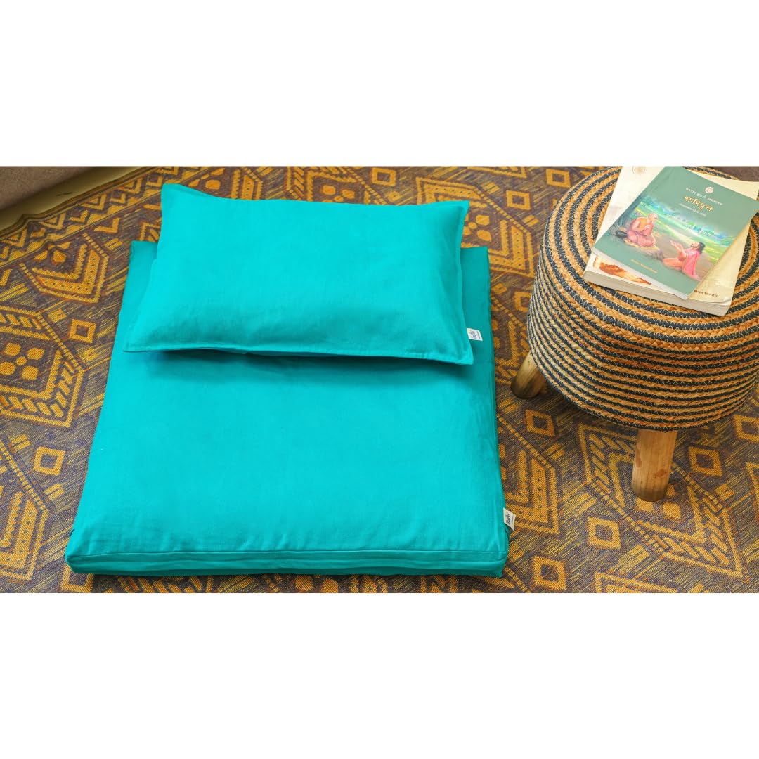 Meditation Cushion Set for Vipassana by DhyaanAasan™ - Wisdom Premium Series, 100% Pure Cotton Removable Cover, Experience Tranquil Comfort for Your Practice