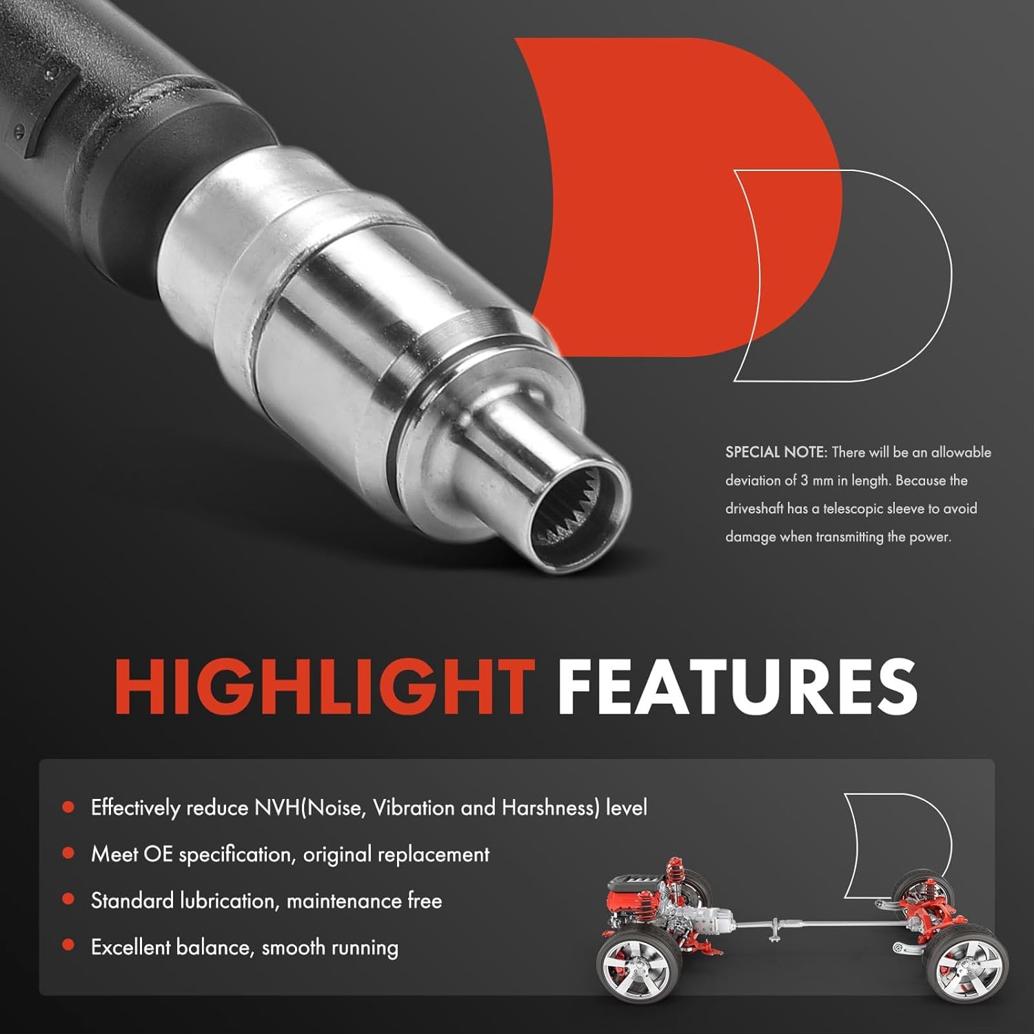 A-Premium Rear Complete Drive Shaft Prop Shaft Driveshaft Assembly Compatible with Chevrolet Traverse 2018-2023 & Buick Enclave 2020-2021, 3.6L, AWD