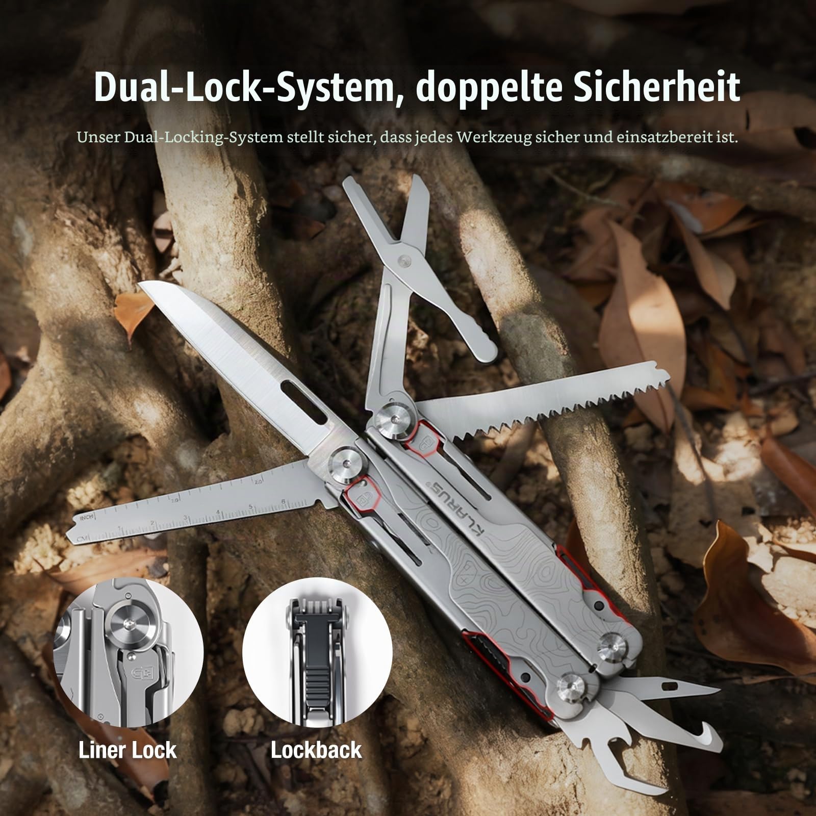 KLARUS 20 in-1 MT07 Professionelles Multifunktionswerkzeug-Zangen-Geschenkset für Herren, Multifunktionswerkzeug inklusive Zange und Klappmesser, mit Holster