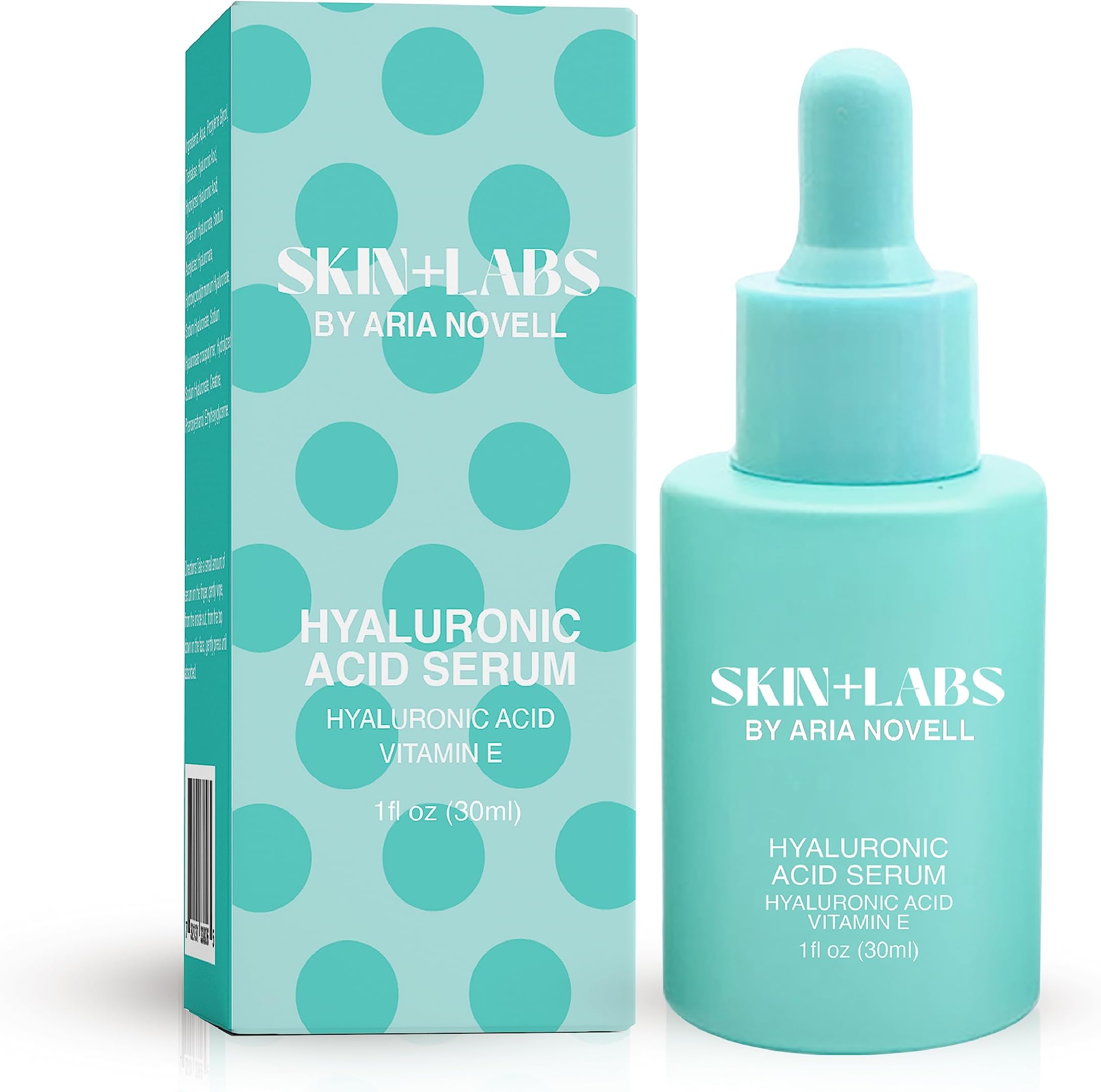 SKIN+LABS BY ARIA NOVELLHyaluronic Acid Serum For Face - Hyaluronic Acid With Vitamin E Serum For Hydrating Dry Skin, Smoothing Fine Lines & Wrinkles - Moisturizing Skincare Solution - 30ml Bottle