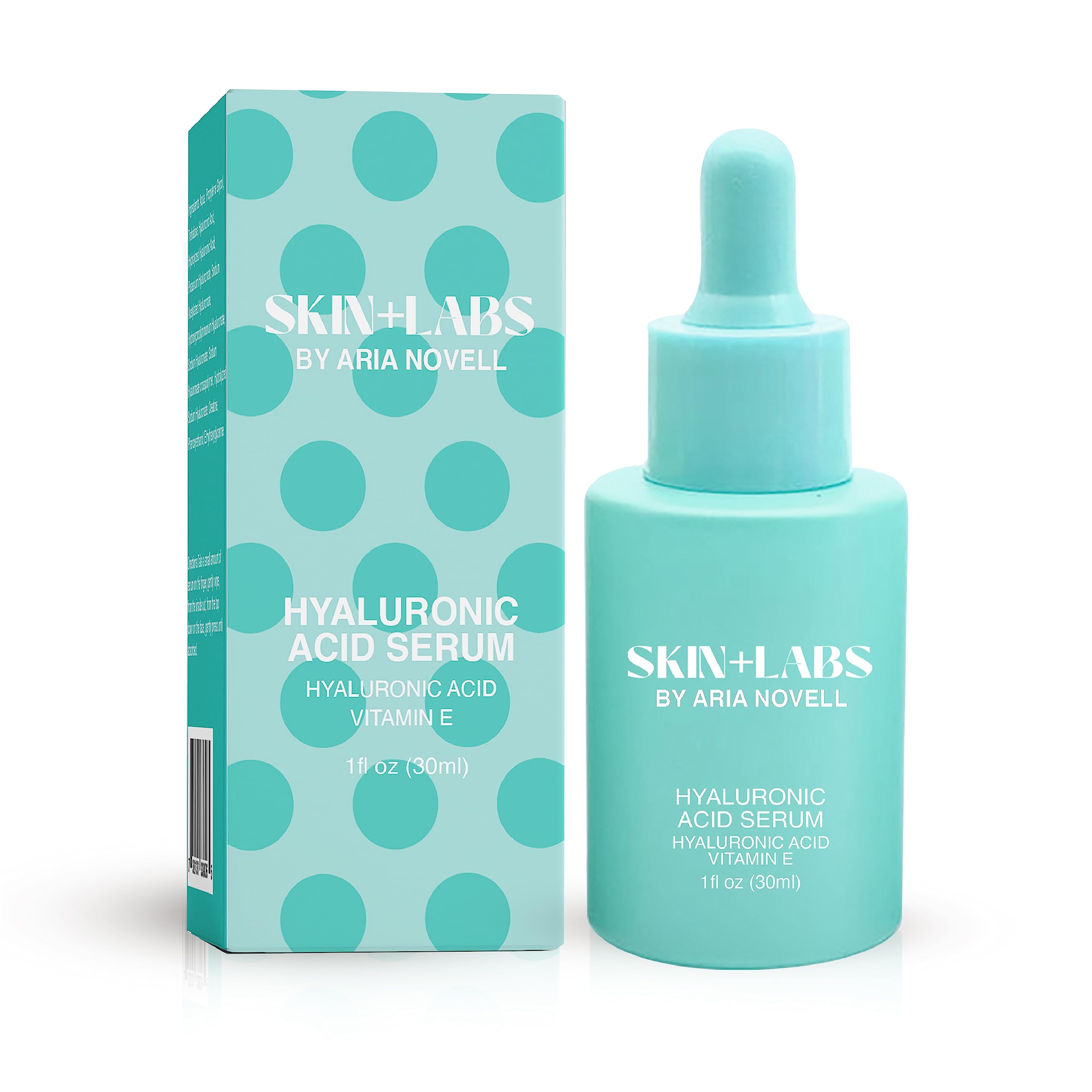 SKIN+LABS BY ARIA NOVELLHyaluronic Acid Serum For Face - Hyaluronic Acid With Vitamin E Serum For Hydrating Dry Skin, Smoothing Fine Lines & Wrinkles - Moisturizing Skincare Solution - 30ml Bottle