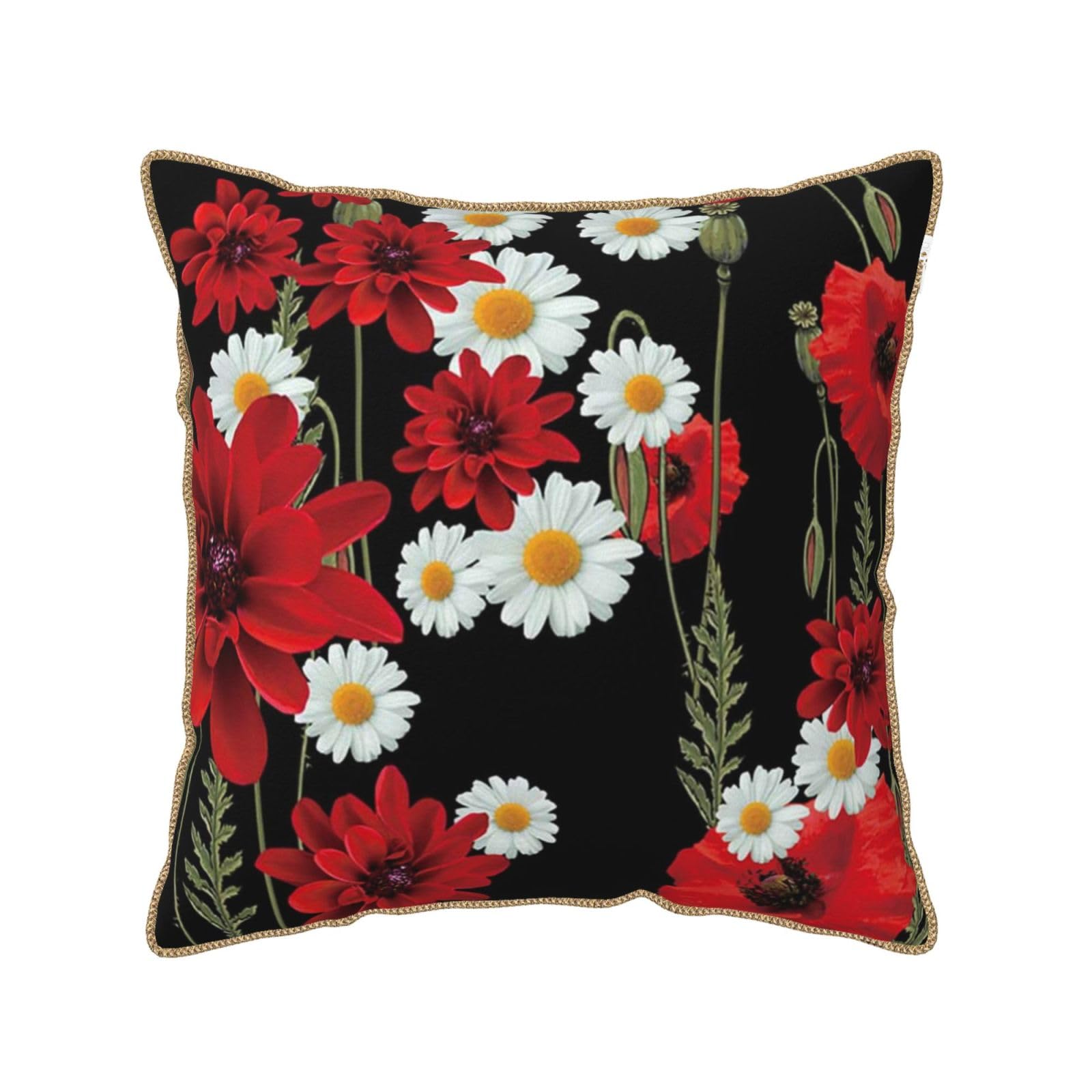 Housse de coussin en velours haut de gamme aux finitions soignées imprimé floral noble