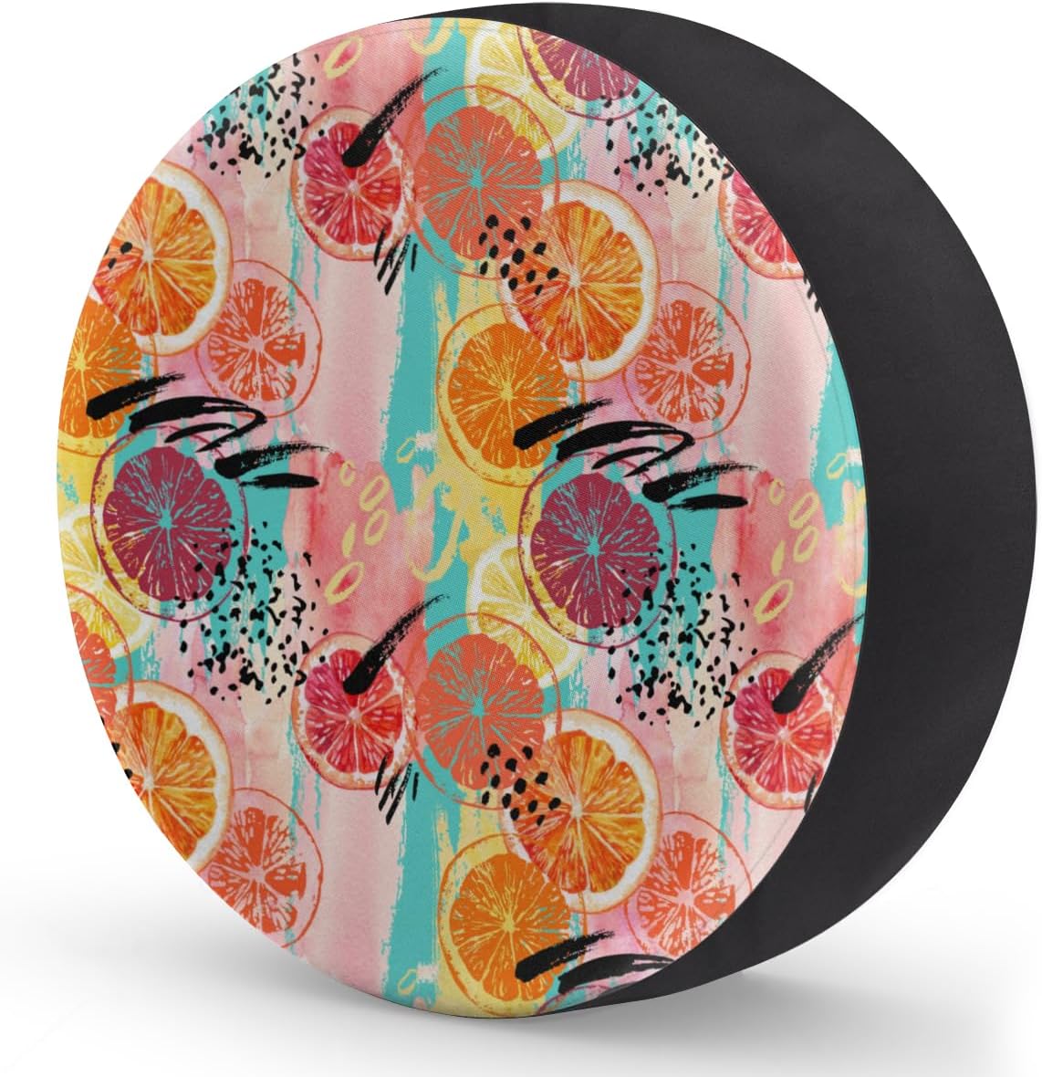 Abstract Orange Tire Covers Portable Spare Tire Cover Soft Durable Waterproof Dustproof Set of 4 Bags 15 Inches for Car Truck SUV Trailer Camper