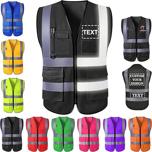 Custom Safety Vest for Men with Logo Pockets Personalized High