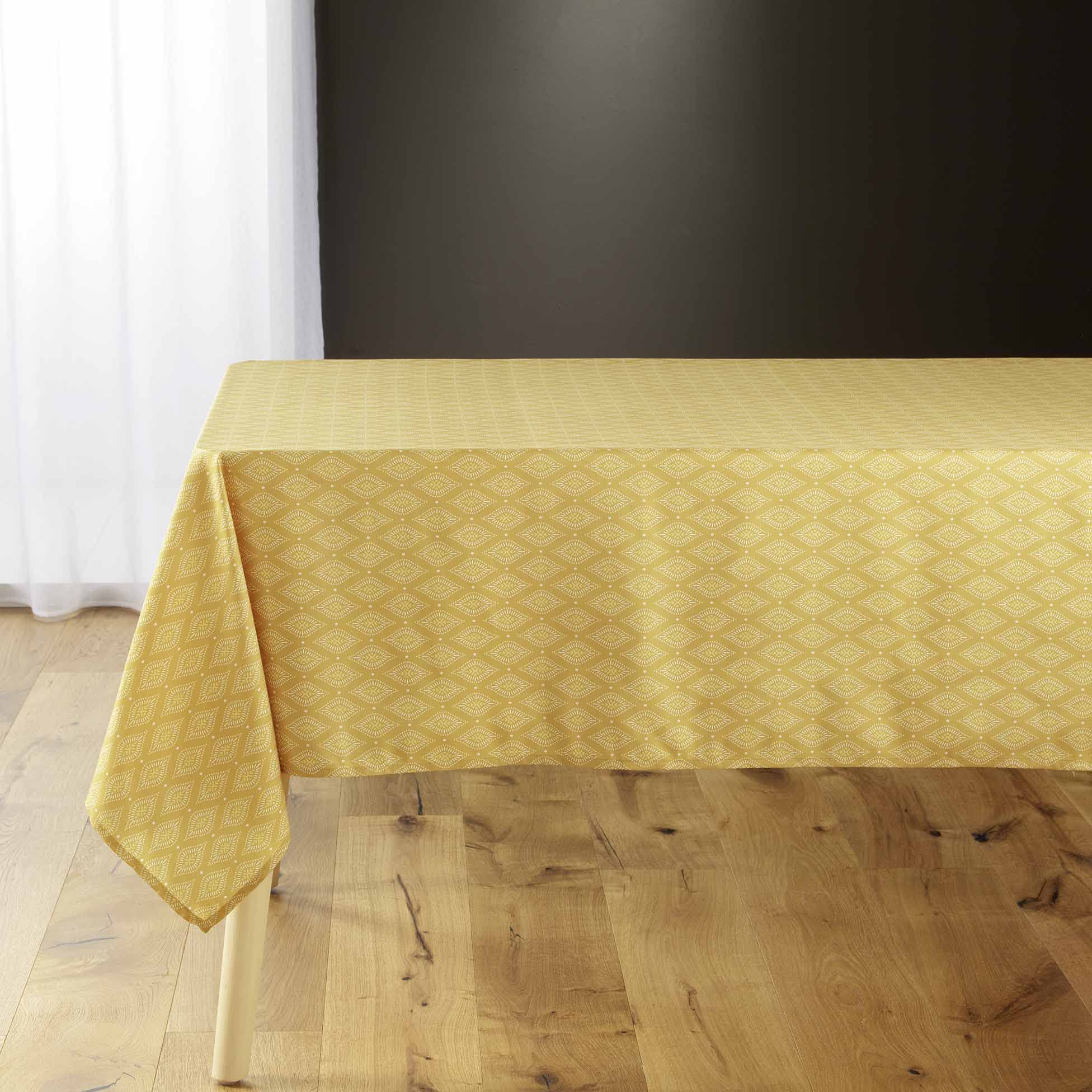 Douceur d'Intérieur Rectangular Tablecloth 140 x 240 cm Microfibre Printed Geoline Yellow, 94.5 x 55.1 inch (Rectangular)