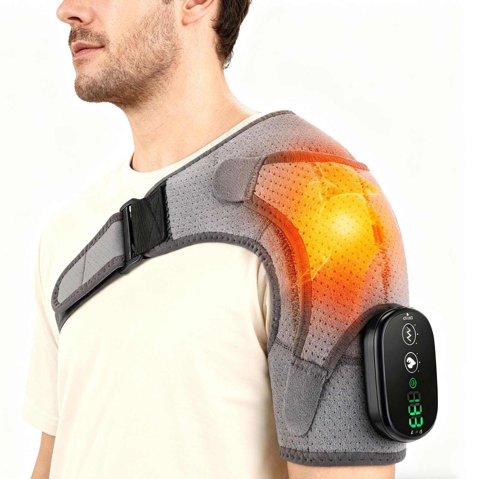 Tobeoning Shoulder Heating Pad with Massage Cordless, Shoulder Massager for Pain Deep Tissue, Heated Shoulder Wrap with Massage, Heat Pad for Pain
