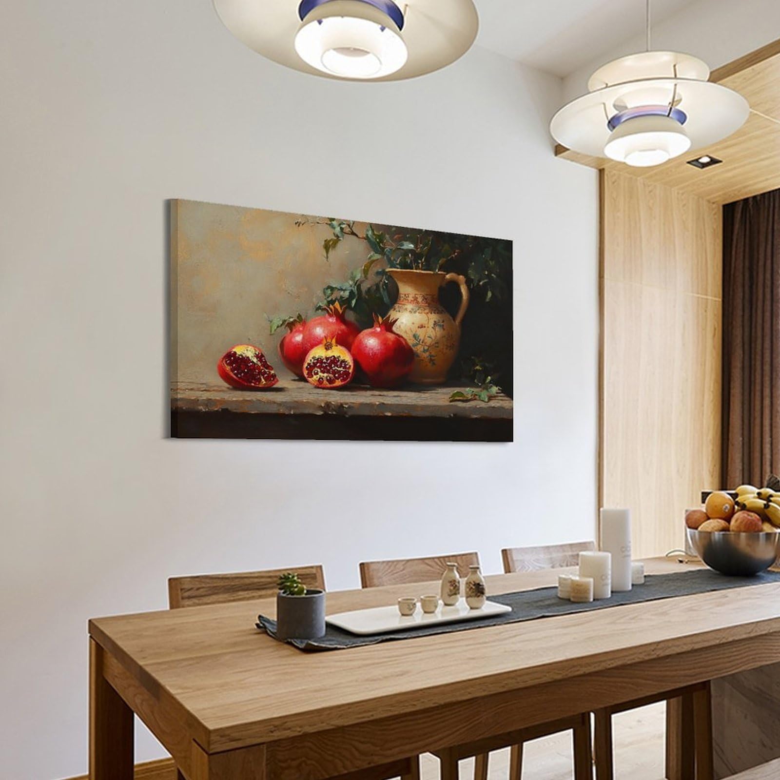 Ästhetische Wandkunst zum Aufhängen, Granatapfel-Druck, Stillleben, Leinwandposter, rustikale Dárk Acádemia, Wanddekoration für Küche und Esszimmer, 50 x 75 cm