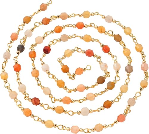 Cadena de cuentas de gemas naturales de 1 hebra, cadena de cuentas de jade natural de topacio natural, cadena hecha a mano con cuentas de latón para