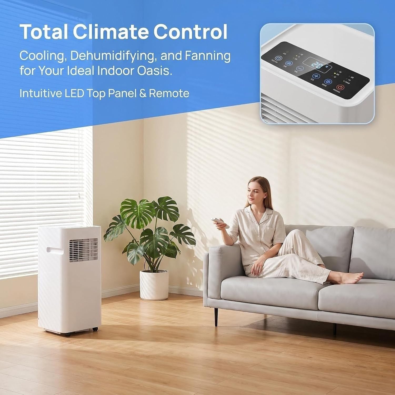 Aire Acondicionado Portátil 14000 BTU, Enfriador Móvil con Mando a Distancia, Temporizador 24H, Bajo Ruido para Dormitorio, Oficina y Piso con Ruedas, Style 4, 12000 BTU