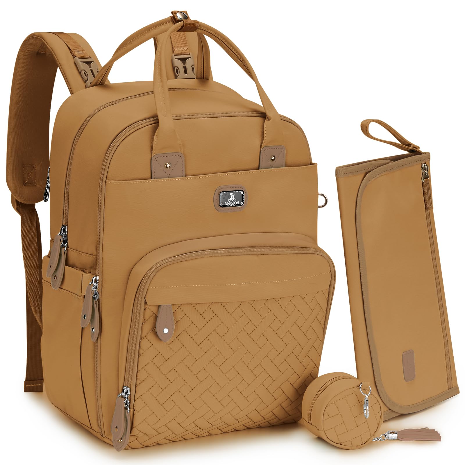 Dikaslon Borsa Zaino Fasciatoio, Zainetto Fasciatoio Grande Multifunzione Borsa Bebè con Fasciatoio Portatile, Porta Ciuccio e Cinturini per Passeggino, per Mamma e Papà