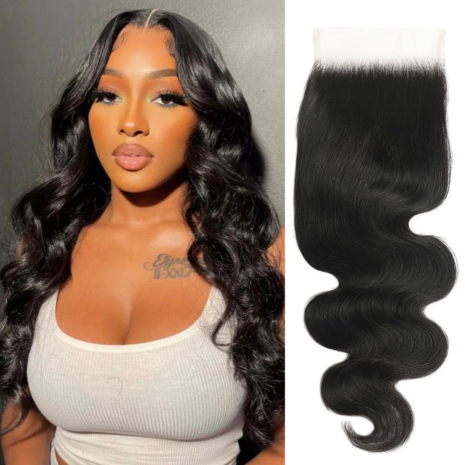 Amazon.com : 4x4 SKINLIKE Real HD Lace Closure Human Hair  display picture 3