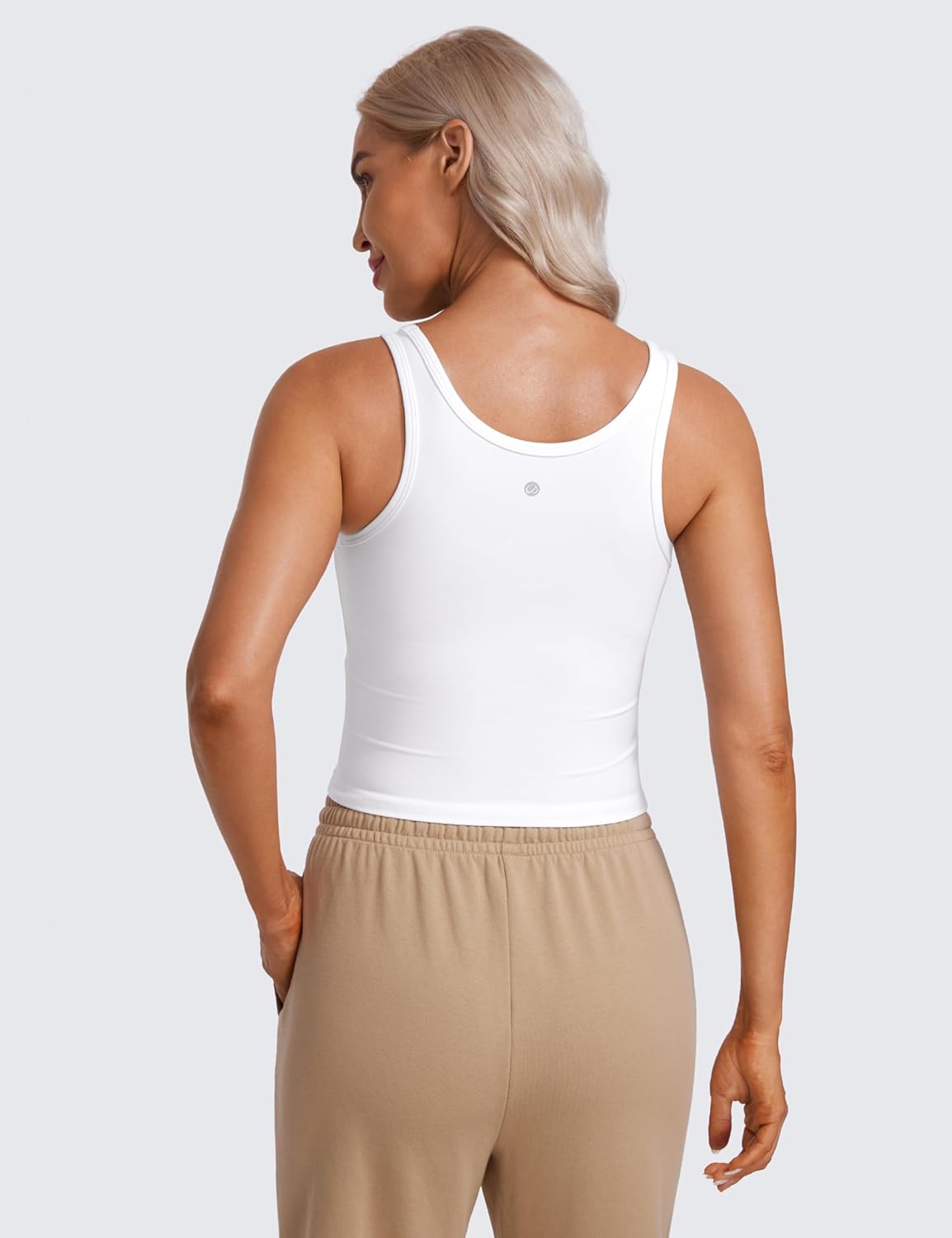 CRZ YOGA Womens Butterluxe Double Lined Workout Tank Tops Scoop Neck Racerback Cropped Casual Sleeveless Shirt