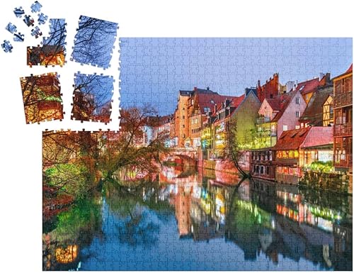 Miniatura 6 de Nuremberg, casco antiguo histórico en el río Pegnitz Franconia... rompecabezas con 1000 piezas