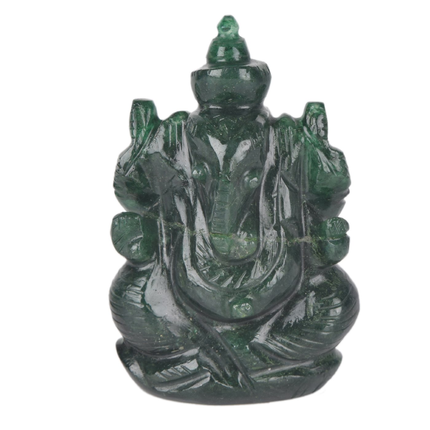 gemhub Hand Carved Approximately 463.00 Carat Green Jade Gemstone Lord Ganesha Statue Healing Successful Lucky for Life, Career, Fortune and Love DE-254, 69x44x26 mm, gemstone, green jade statue