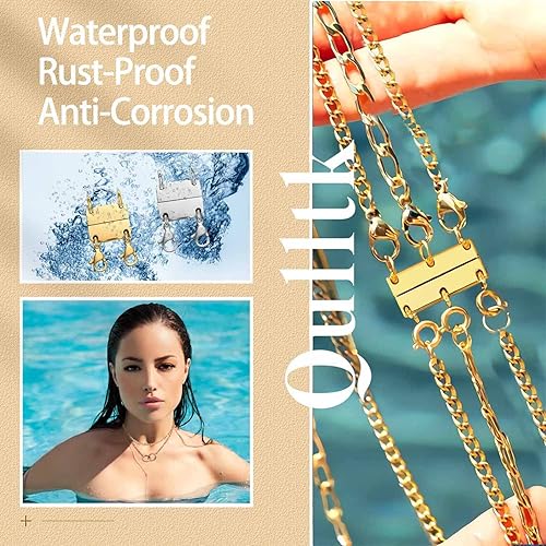 Miniatura 10 de Qulltk Cierres magnéticos para joyas, separador de oro y plata de 18 quilates para collares y cadenas apilables