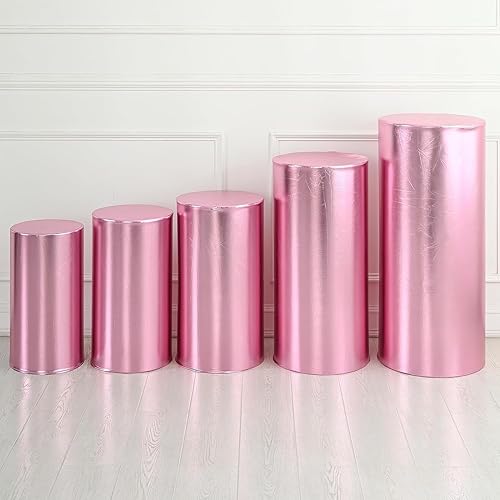 Miniatura 12 de Cubiertas de cilindro para fiestas, fundas de pedestal cilíndrico, cubiertas de bronce para mesas cilíndricas de decoración de fiestas para Dorado