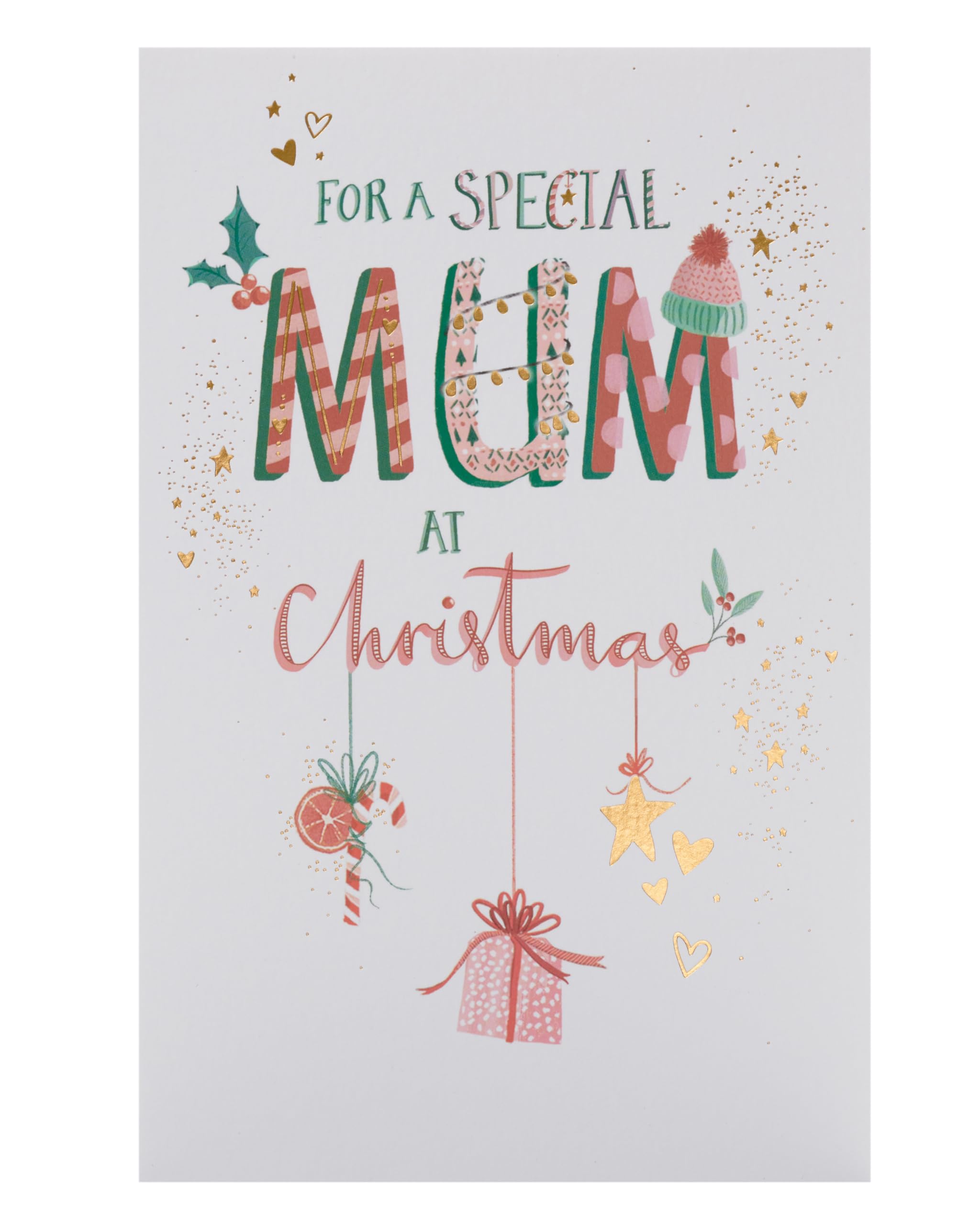 UK Greetings Christmas Card for Mum - Hanging Ornaments Design