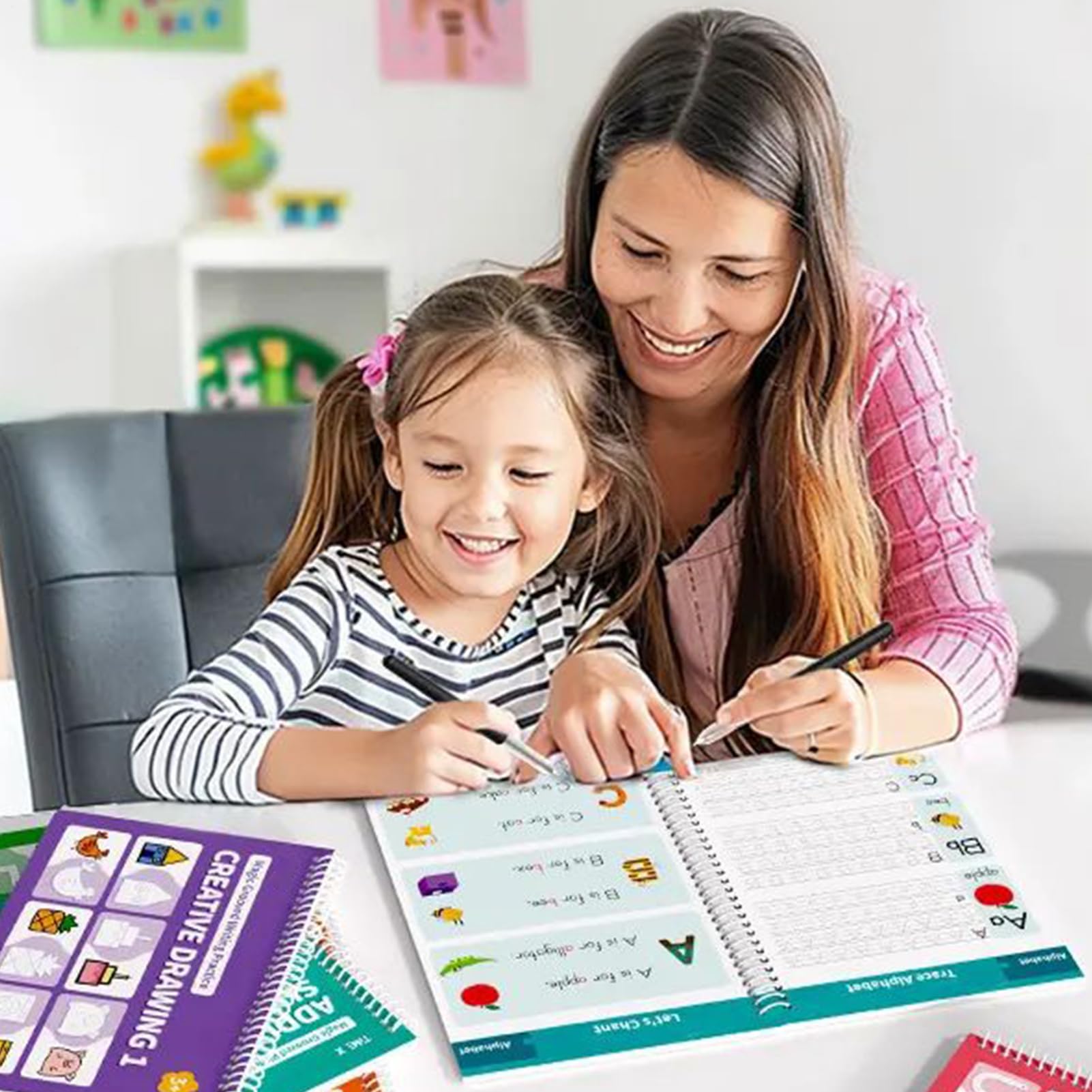 Práctica De Escritura Aprendizaje Con Libro De Caligrafía Reutilizable Y | Libro De Práctica De Caligrafía Con Agarre Para Lápiz Para Niños Y Niñas De Preescolar Jardín De Infancia Y Educ