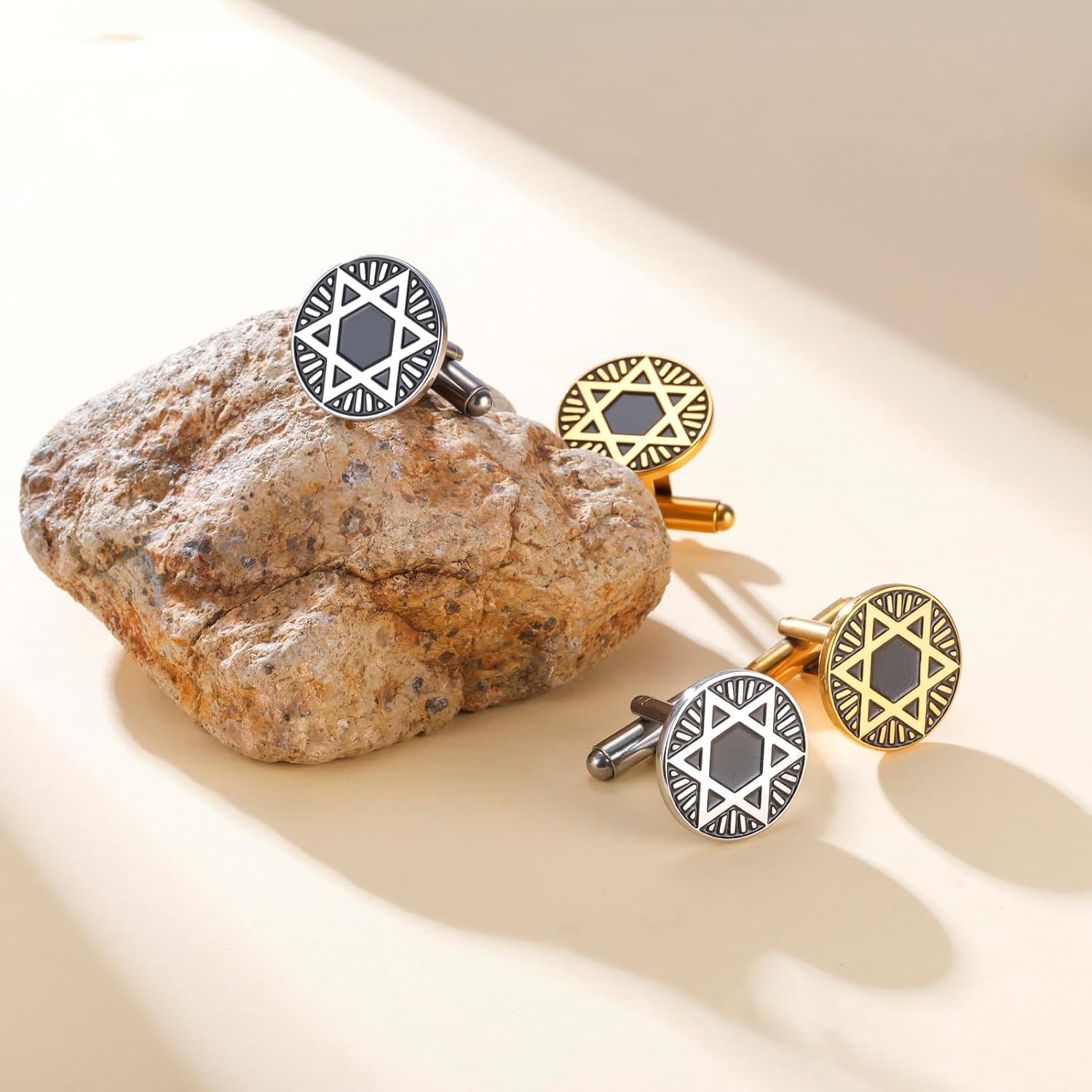 Star of David Cufflinks Stainless Steel Hexagram Jewish Cufflinks